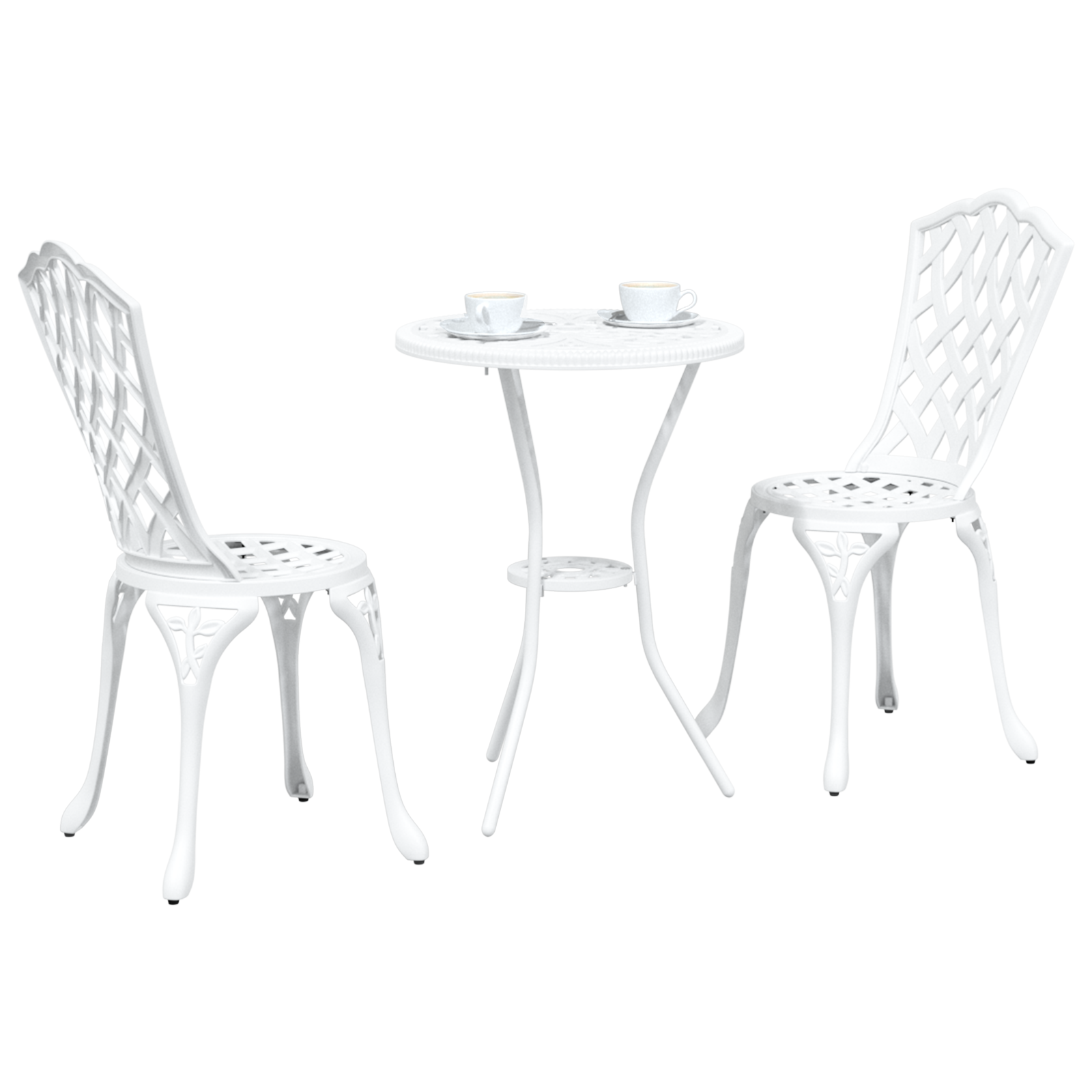 3-Piece White Cast Aluminum Garden Bistro Set - Image 3