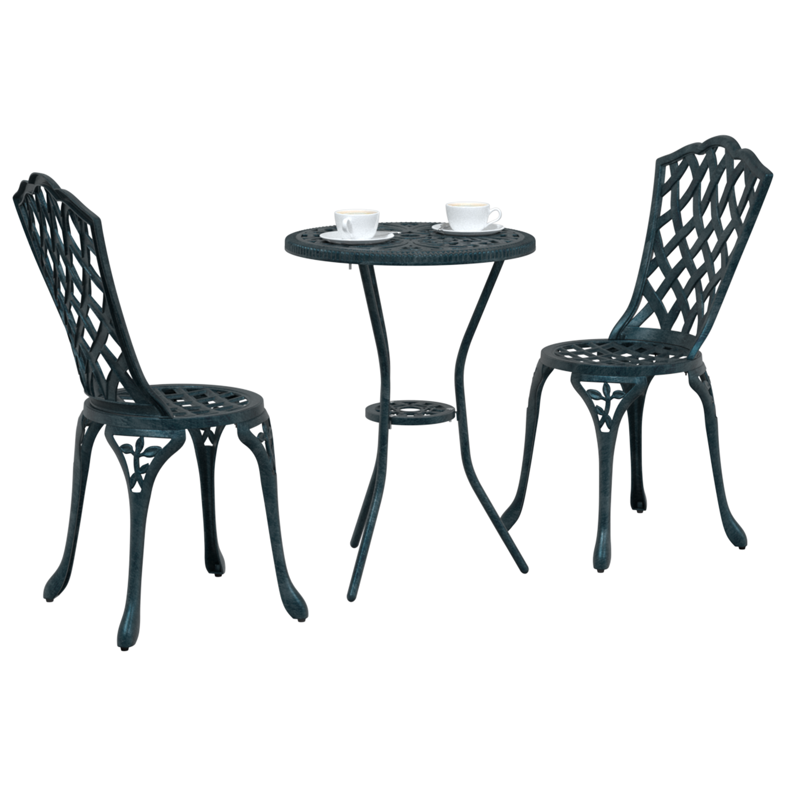 3 Piece Garden Bistro Set Green Cast Aluminium - Image 3
