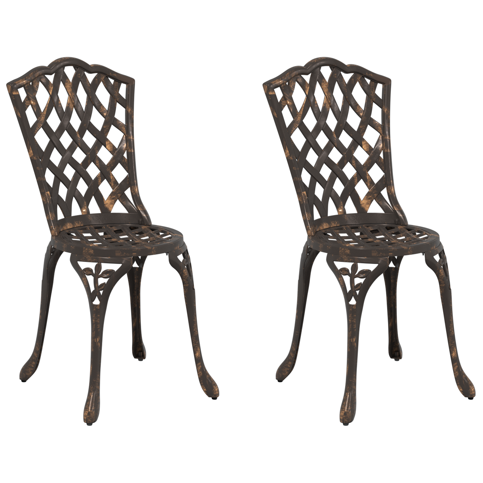 Garden Chairs 2 pcs Bronze Cast Aluminum - Image 2