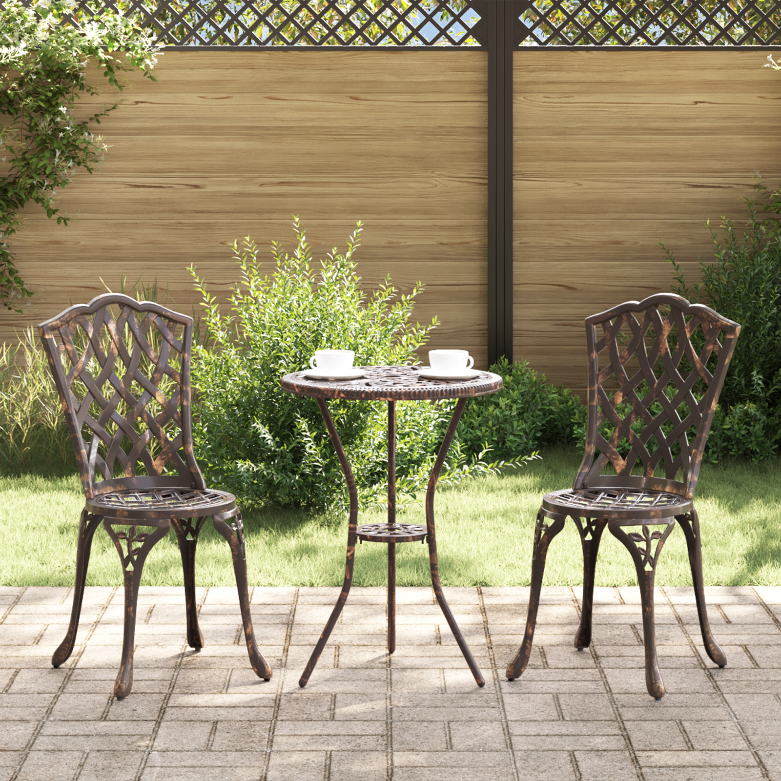 Garden Chairs 2 pcs Bronze Cast Aluminum