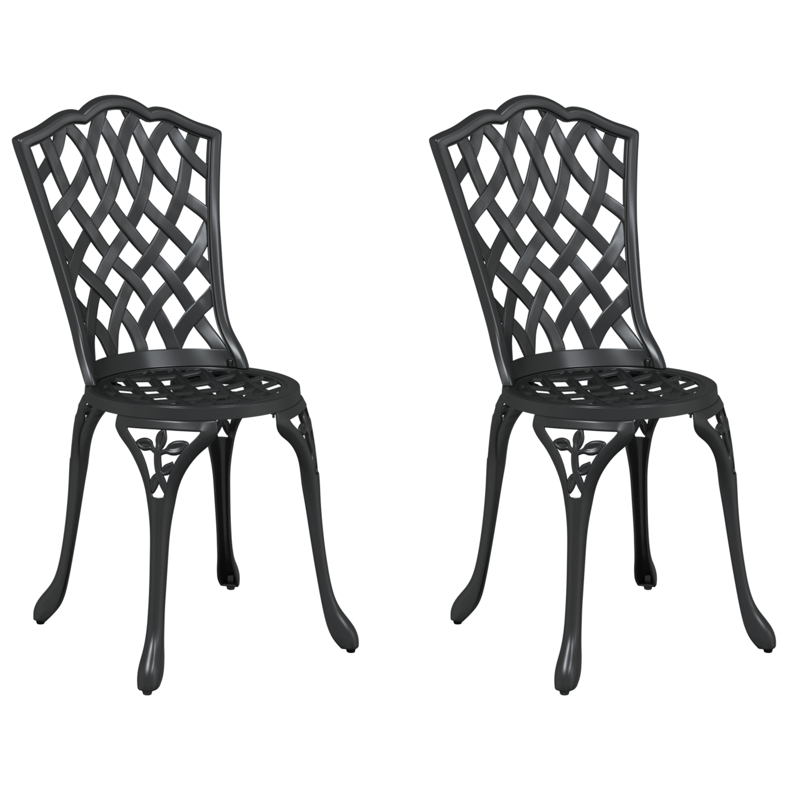 Garden Chairs 2 pcs Black Cast Aluminum - Image 2