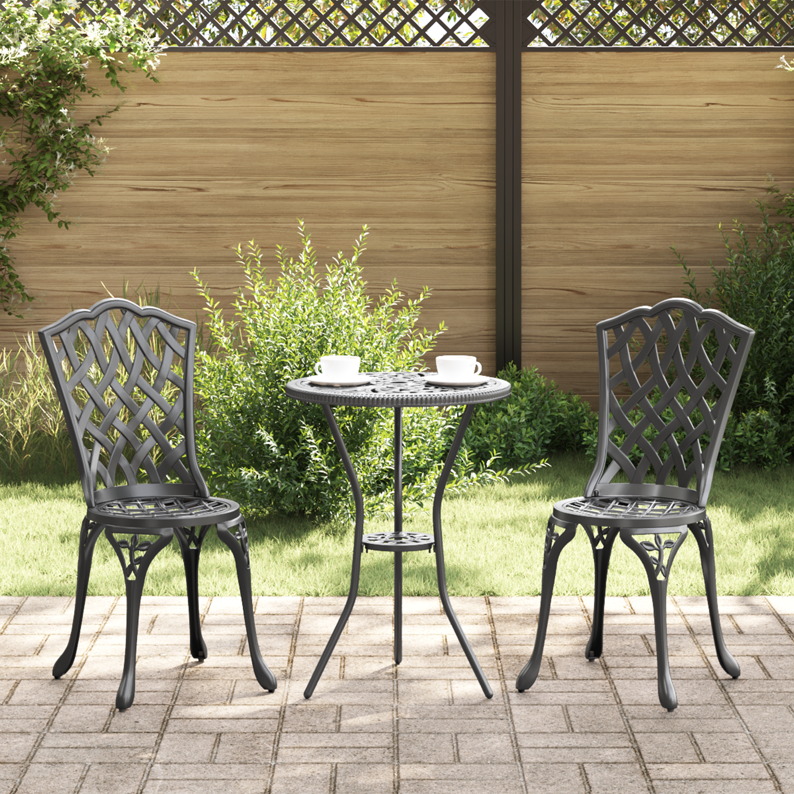 Garden Chairs 2 pcs Black Cast Aluminum