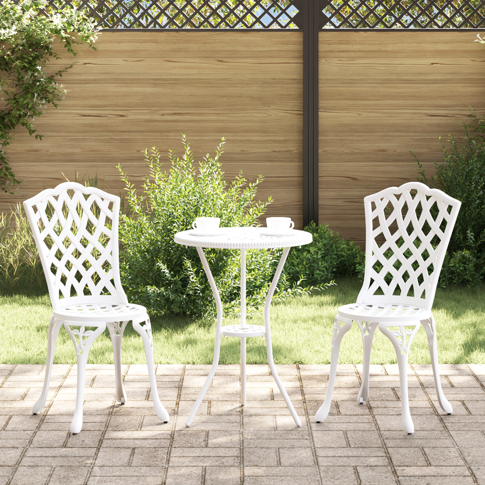 Garden Chairs 2 pcs White Cast Aluminium
