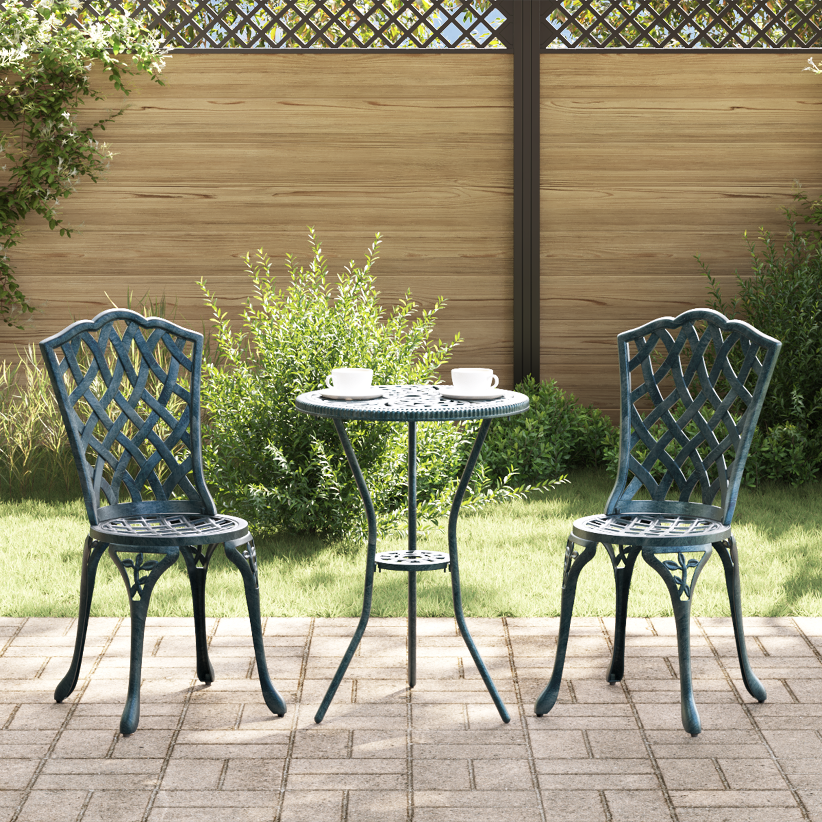 Garden Chairs 2 pcs Green Cast Aluminum