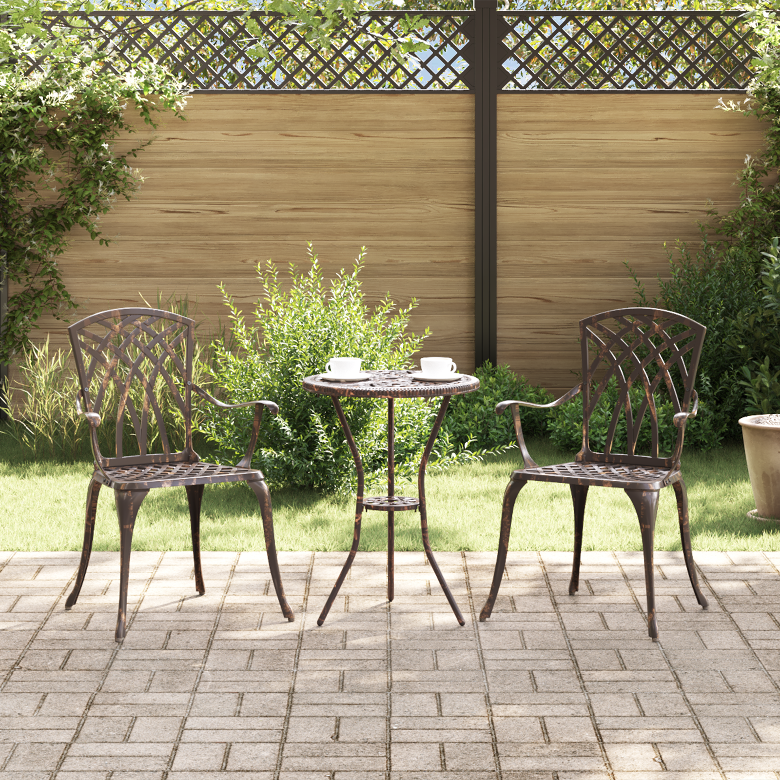 Garden Chairs Set of 2 - Bronze Cast Aluminum