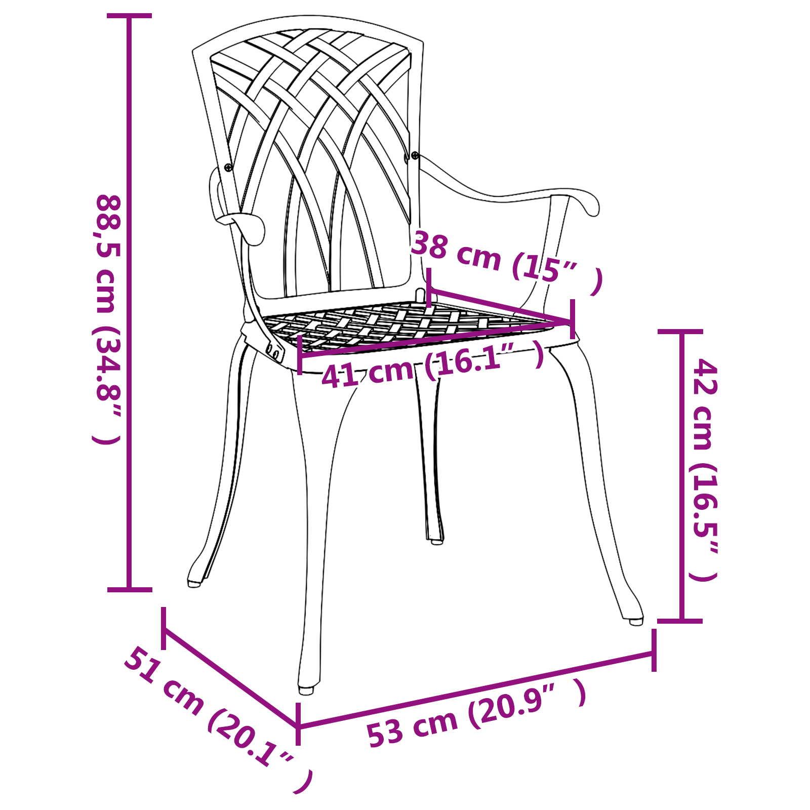 Garden Chairs Set of 2 - Bronze Cast Aluminum - Image 10
