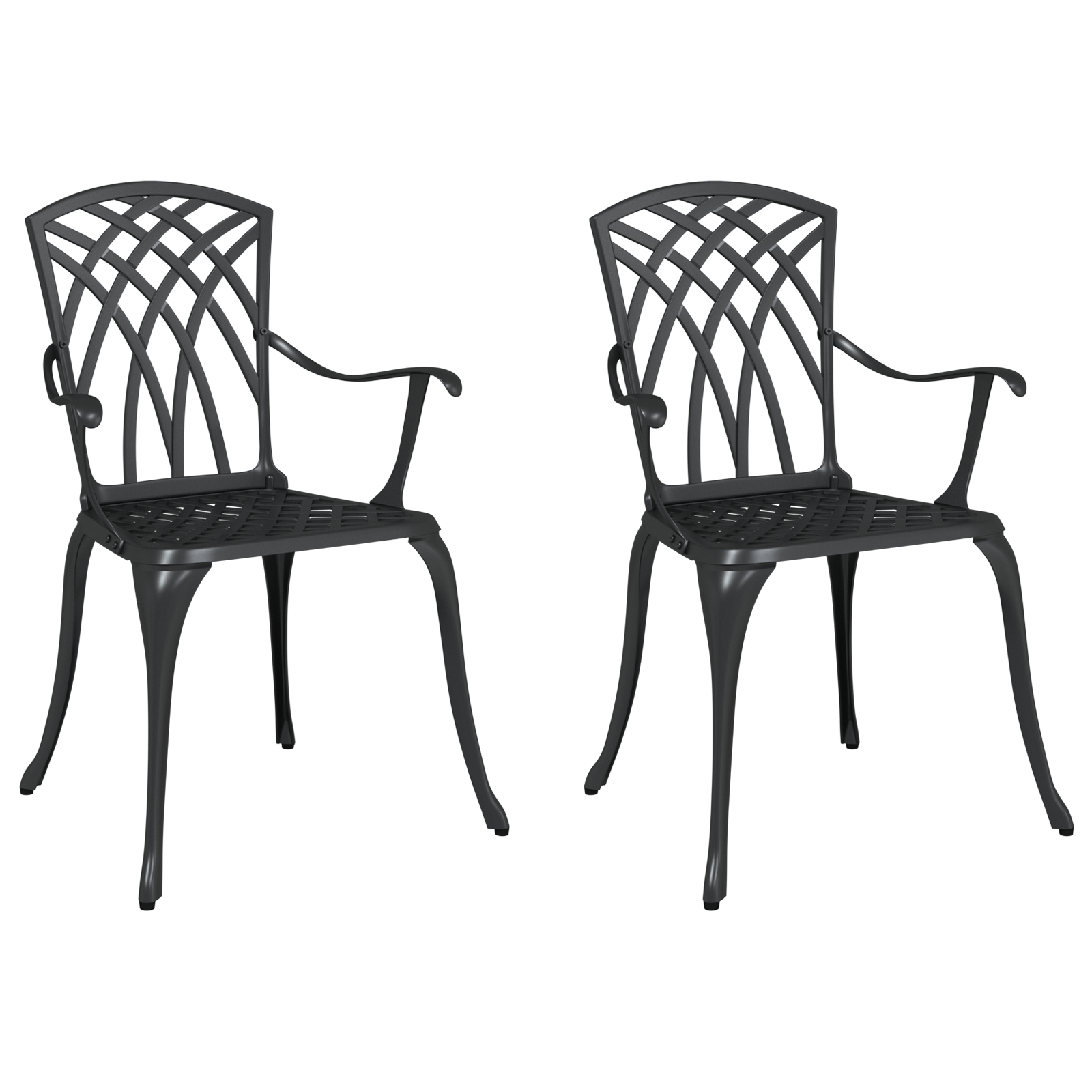 Garden Chairs 2 pcs Black Cast Aluminium - Image 2