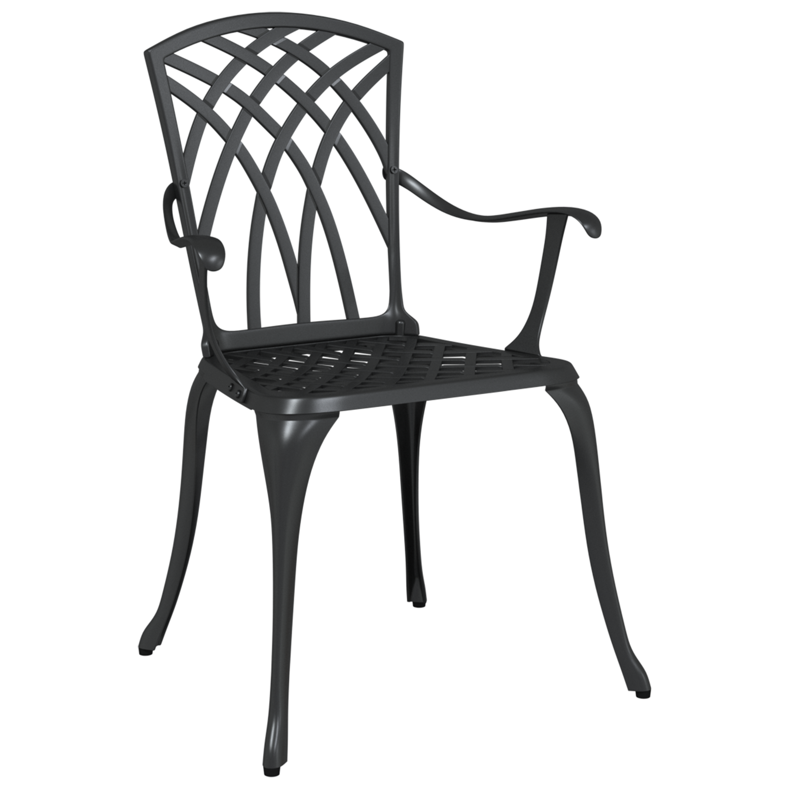Garden Chairs 2 pcs Black Cast Aluminium - Image 3