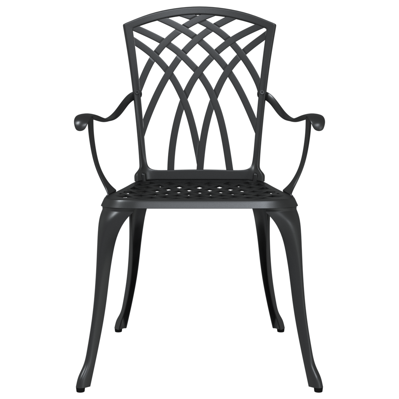 Garden Chairs 2 pcs Black Cast Aluminium - Image 4