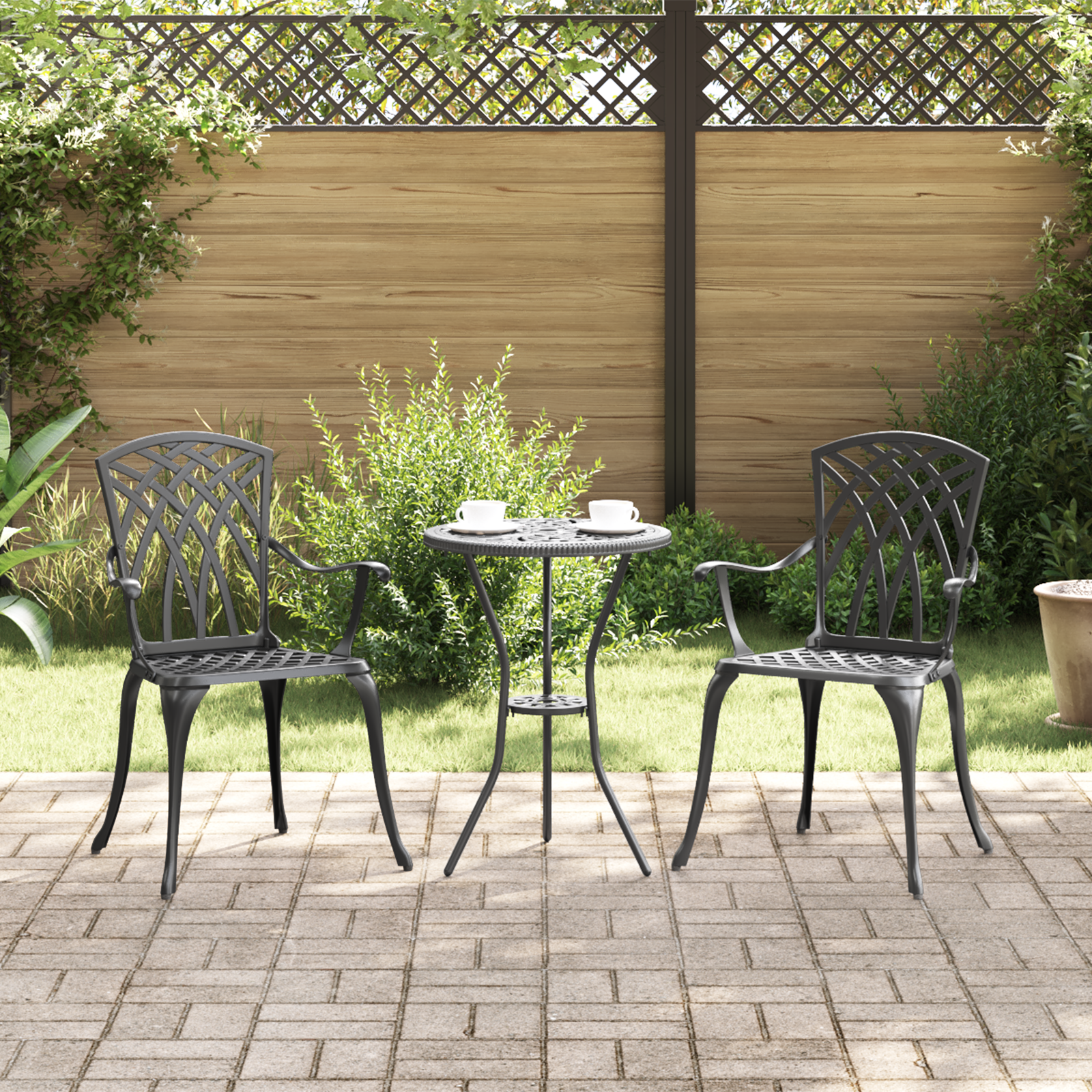 Garden Chairs 2 pcs Black Cast Aluminium