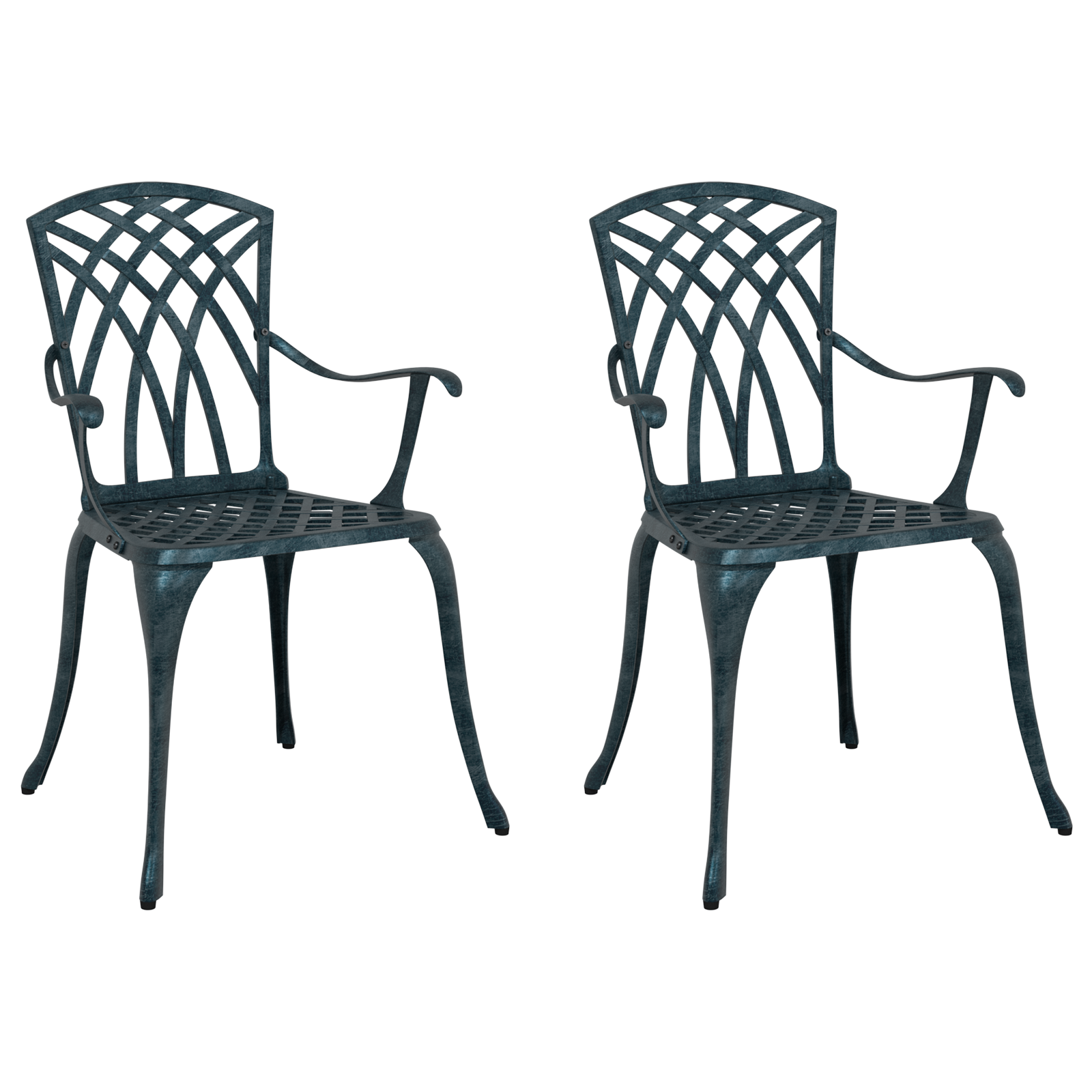 Garden Chairs 2 pcs Green Cast Aluminium - Image 2