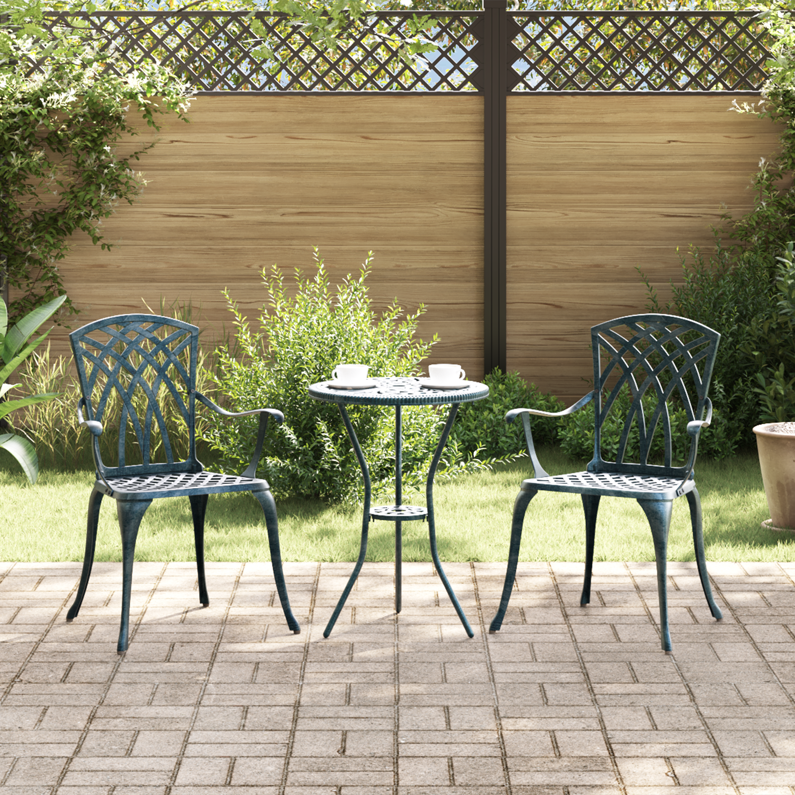 Garden Chairs 2 pcs Green Cast Aluminium
