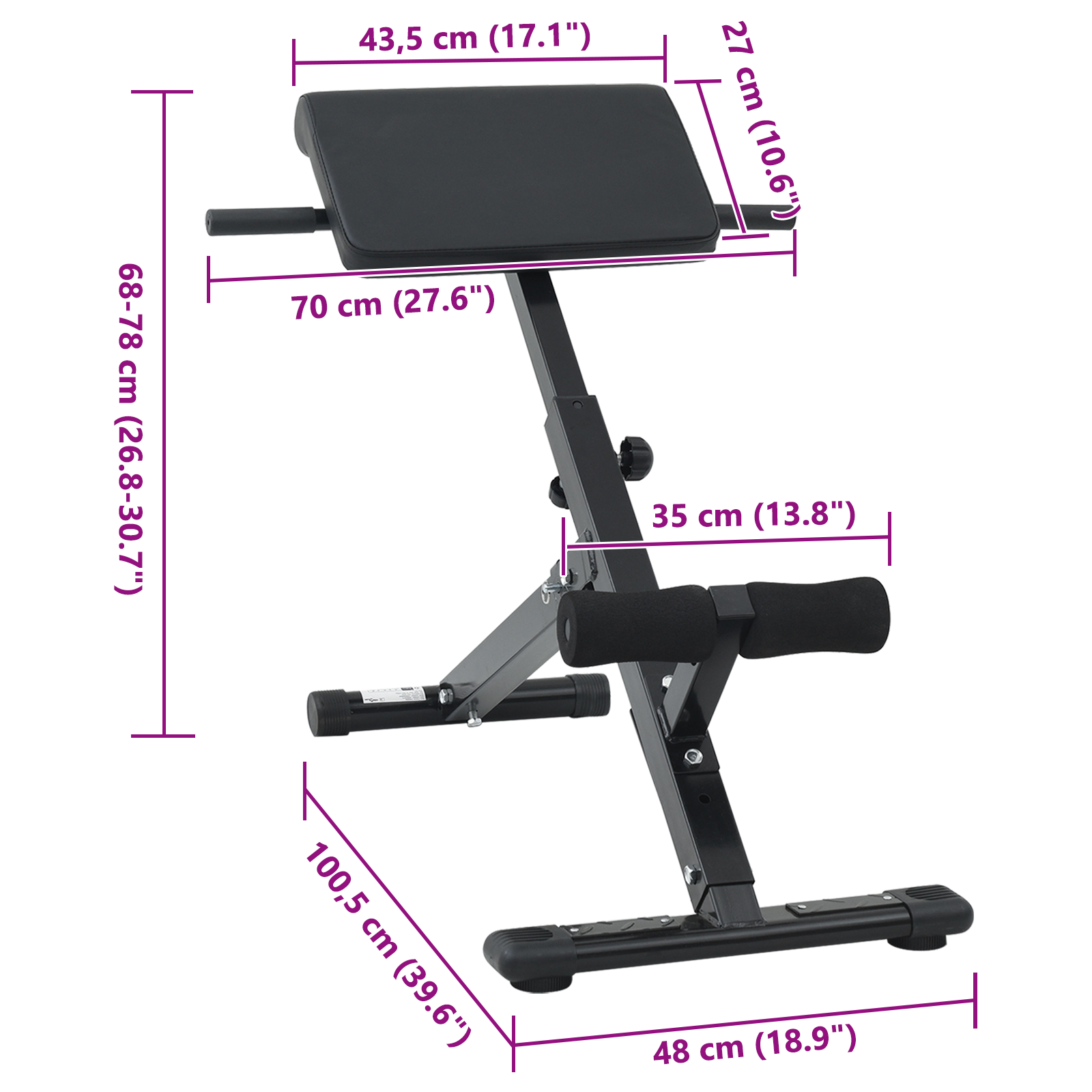 Hyperextension Bench 120 kg Foldable and Adjustable Steel - Image 9