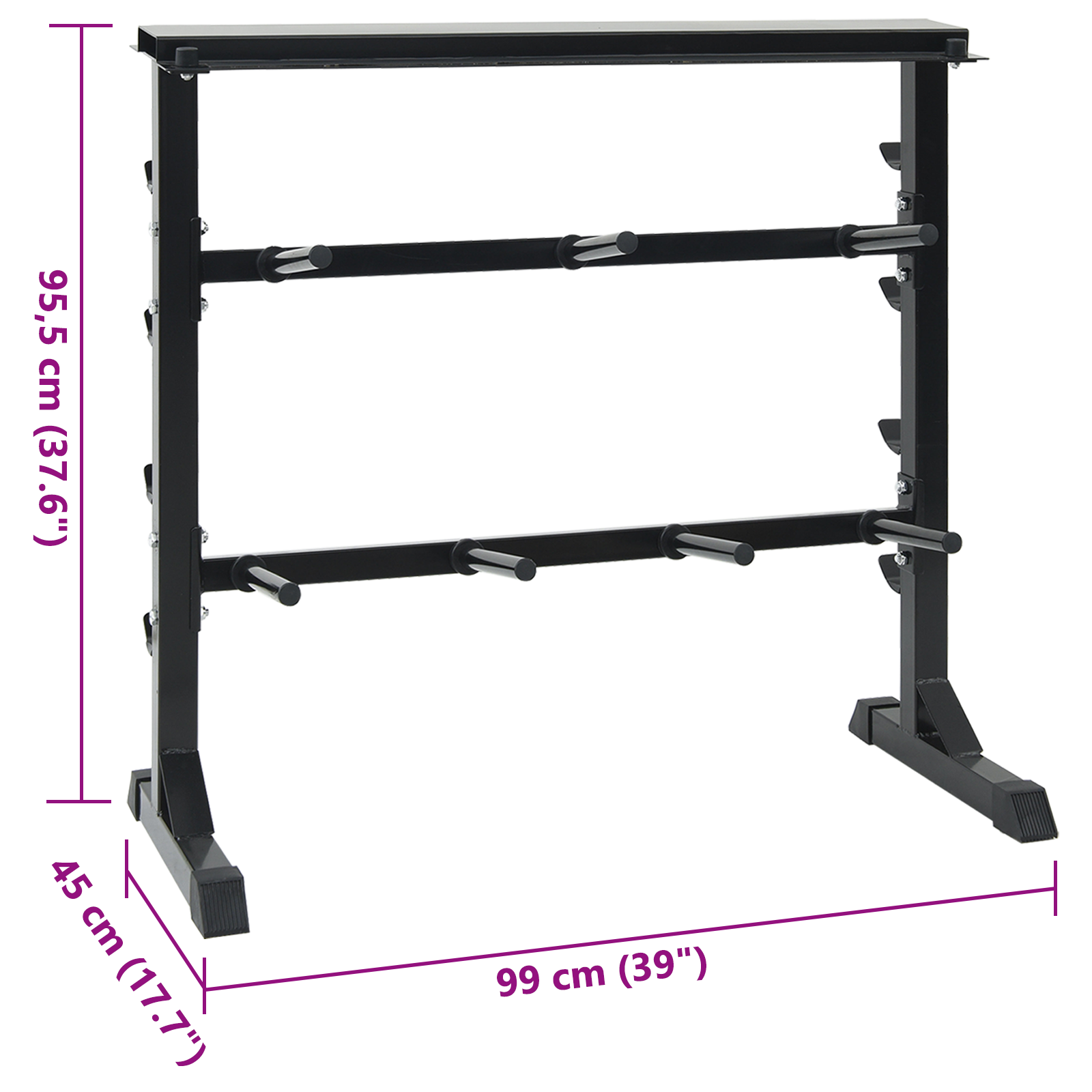 Dumbbell Rack with 7 Holders and 8 Hooks 300 kg Steel - Image 7