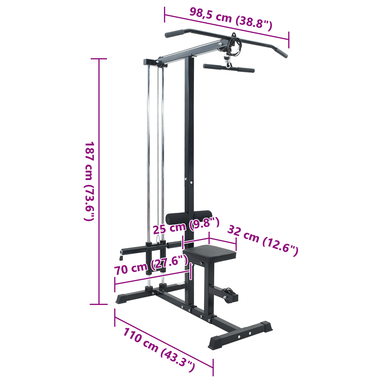 Lat Pulldown Machine with Adjustable Seat 80 kg Loadable Steel - Image 8