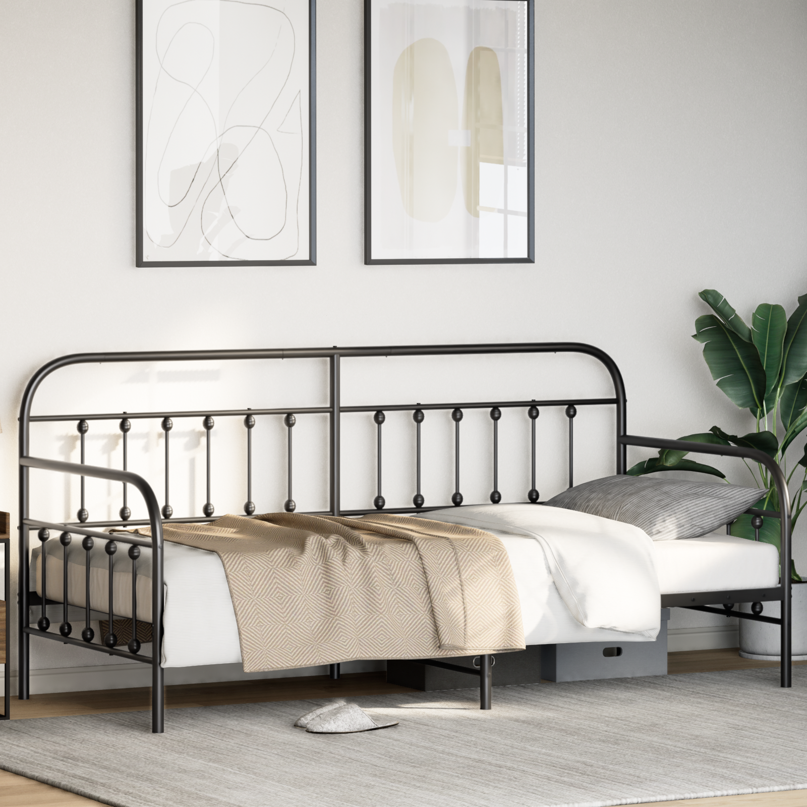 Daybed Frame Black 90x200 cm Steel - Image 5