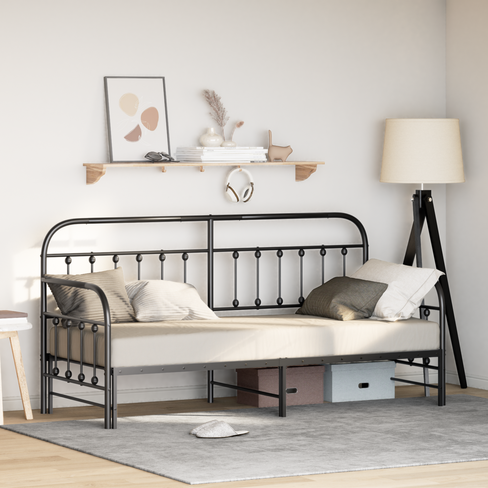 Daybed Frame with Trundle Black 80x200 cm Steel