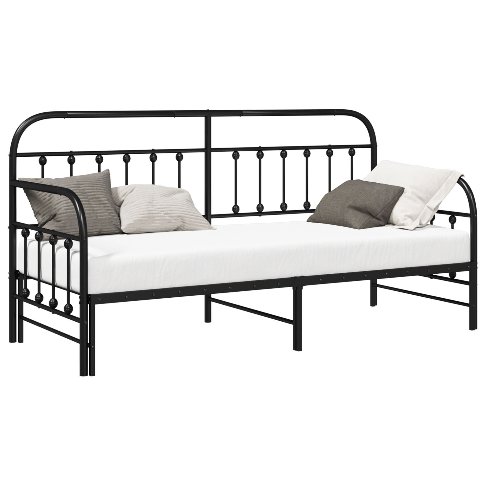Daybed Frame with Trundle Black 80x200 cm Steel - Image 2