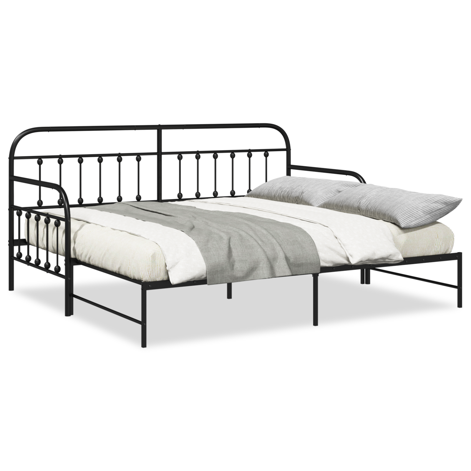 Daybed Frame with Trundle Black 100x190 cm Steel - Image 4