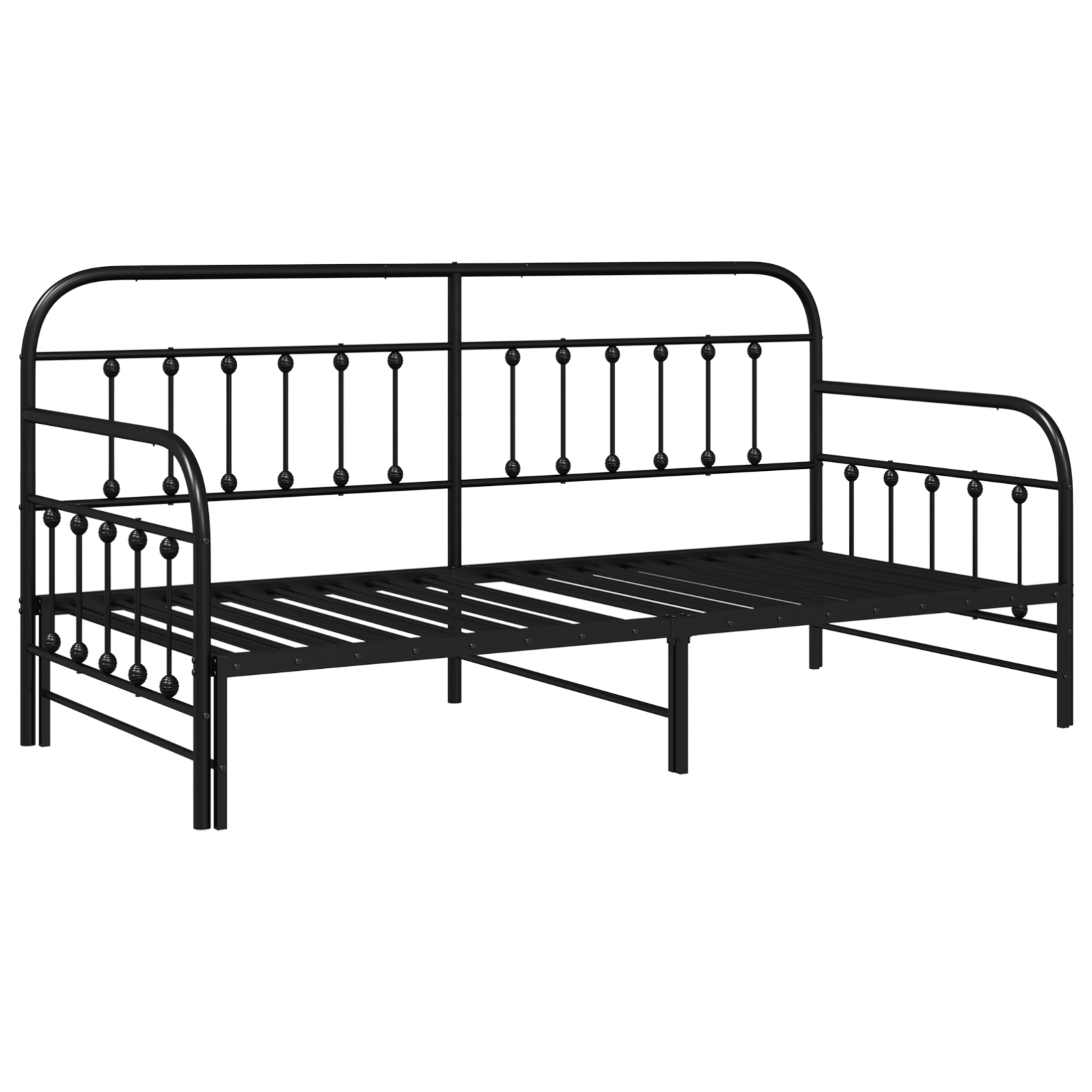 Daybed Frame with Trundle Black 100x190 cm Steel - Image 3