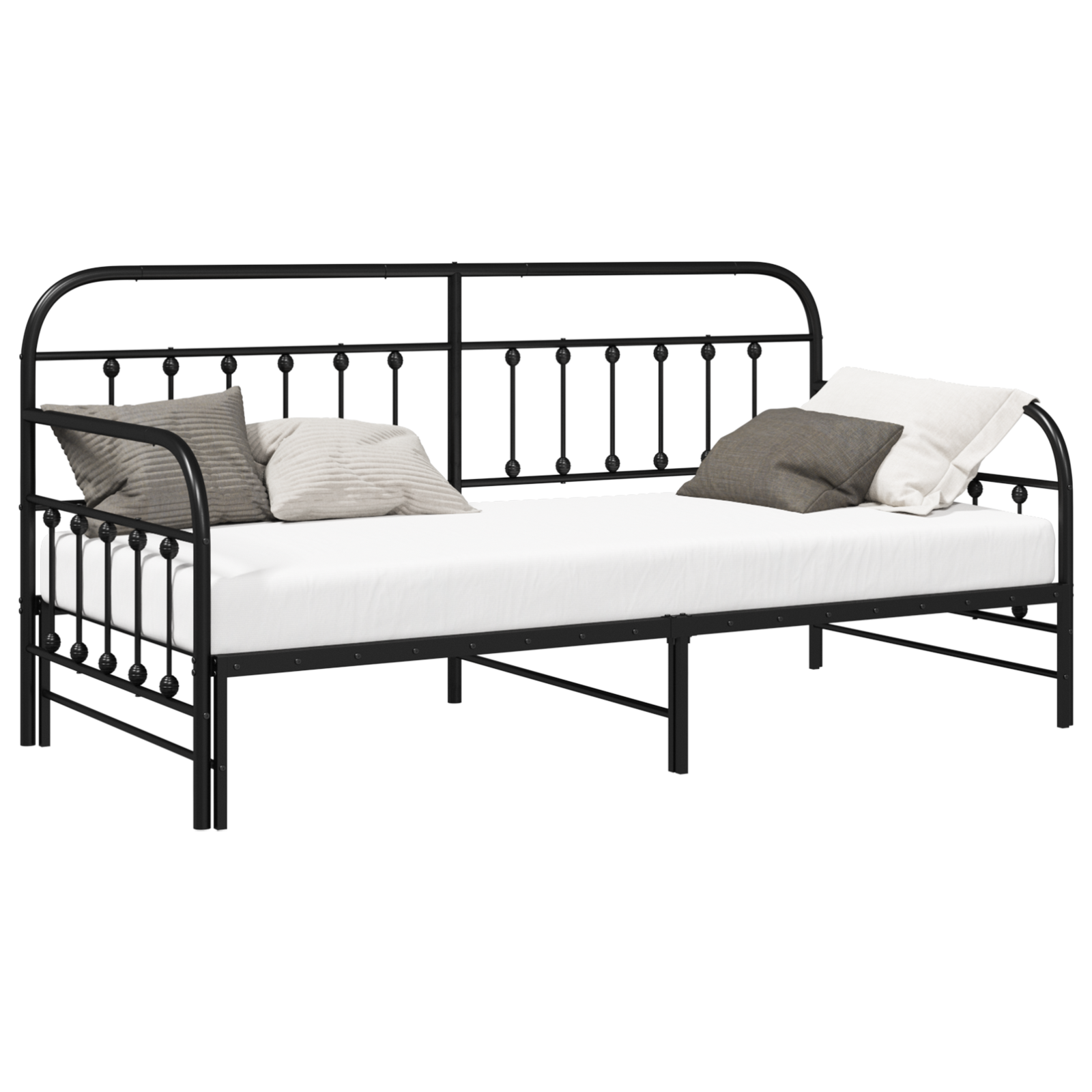 Dienos lovos rėmas su ištraukiama lova Juodas 100x200 cm Plienas - Image 2