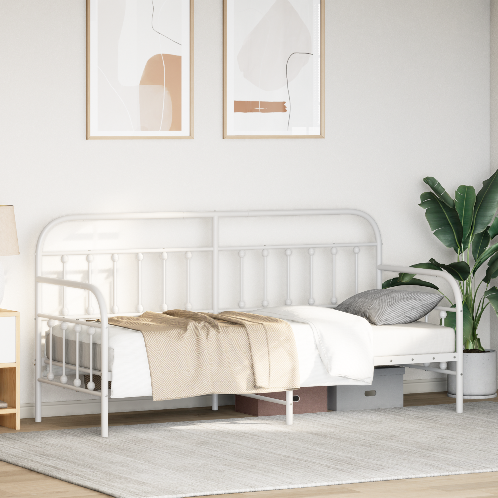 Beds & Bed Frames White Metal 80 x 200 cm Durable Bed Frame - Image 5