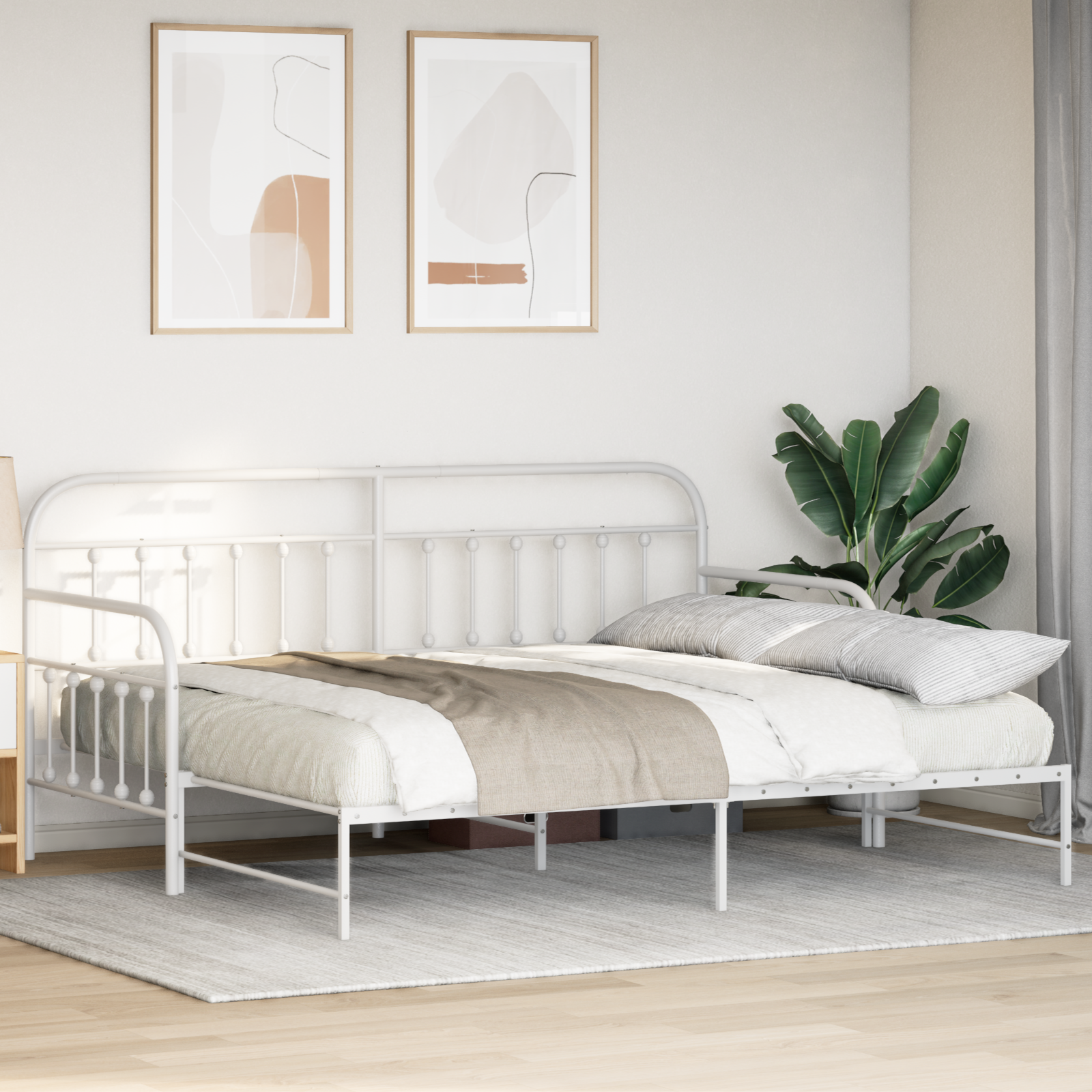 Lovos rėmas su ištraukiama lova Baltas 100x190 cm Plienas - Image 5