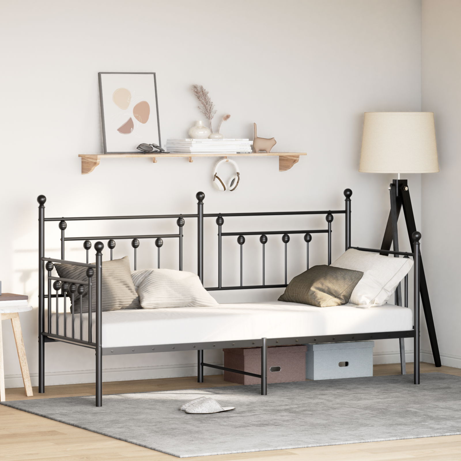 Daybed Frame Black 80x200 cm Steel