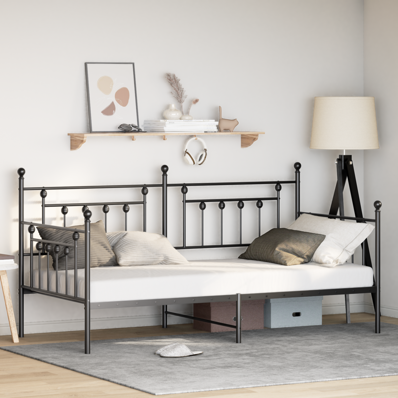Daybed Frame Black 90x190 cm Steel