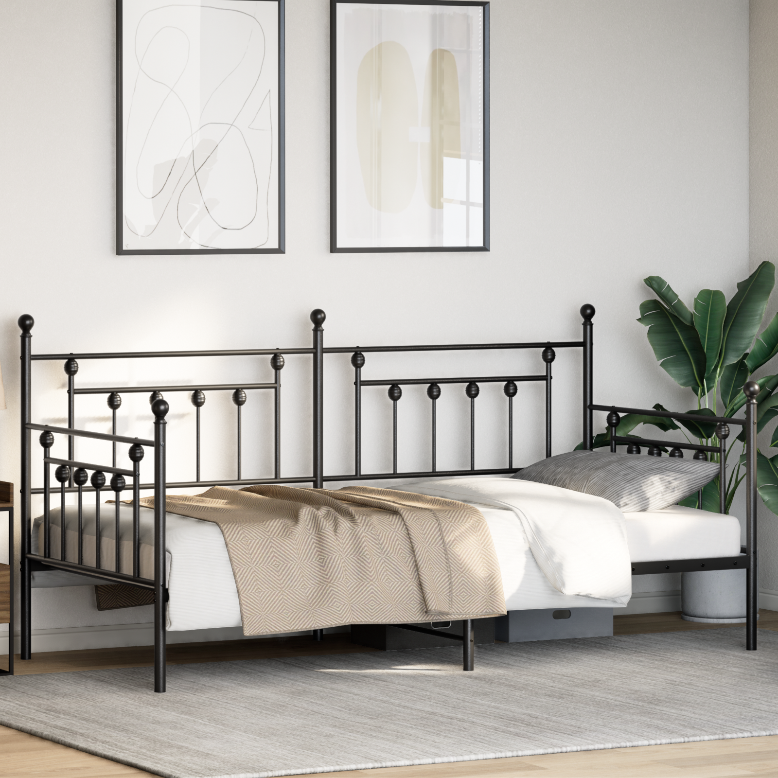 Daybed Frame Black 100x190 cm Steel - Image 5