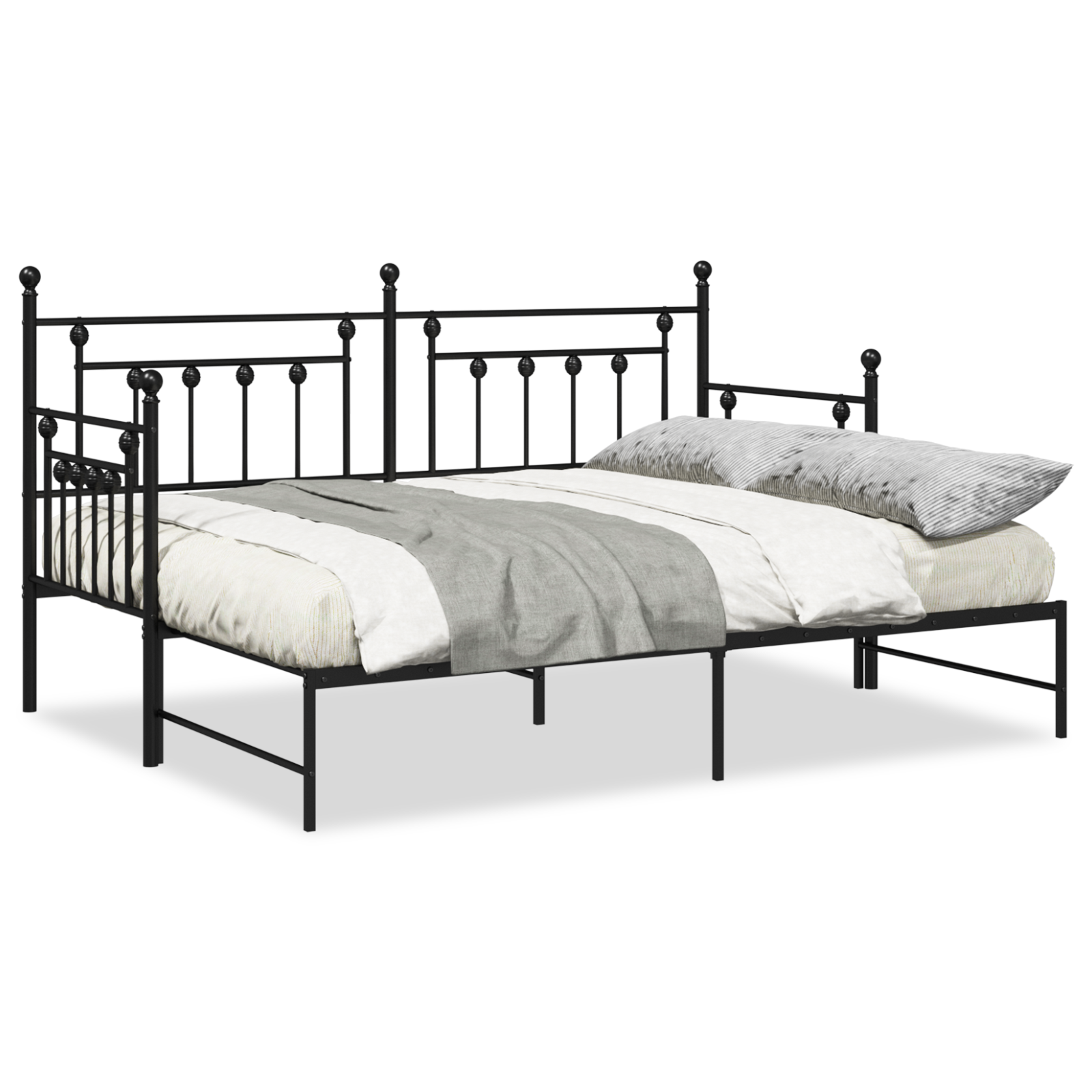 Daybed Frame with Trundle Black 75x190 cm Steel - Image 4