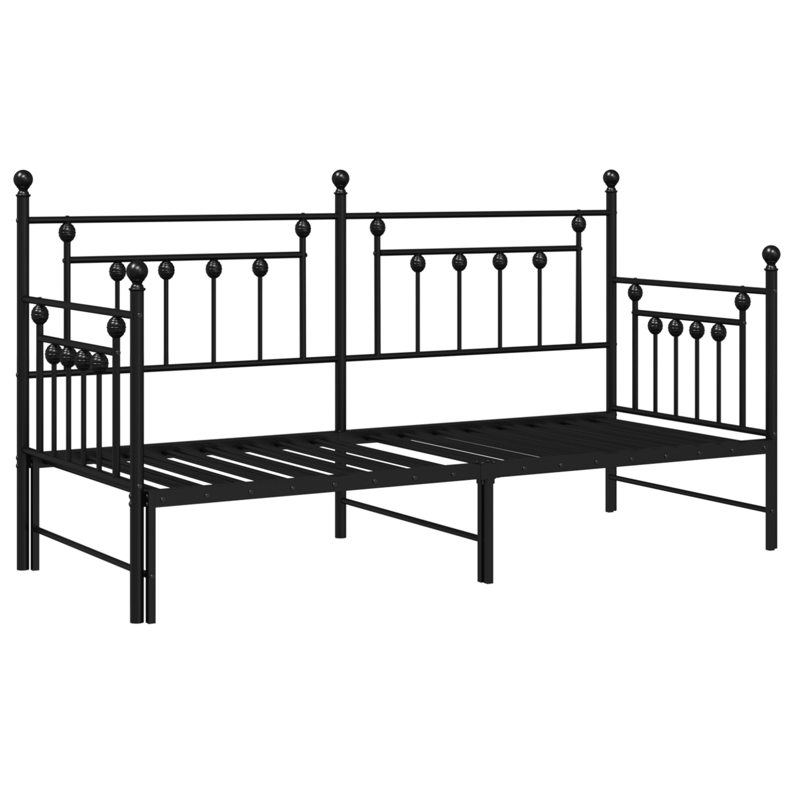 Daybed Frame with Trundle Black 75x190 cm Steel - Image 3