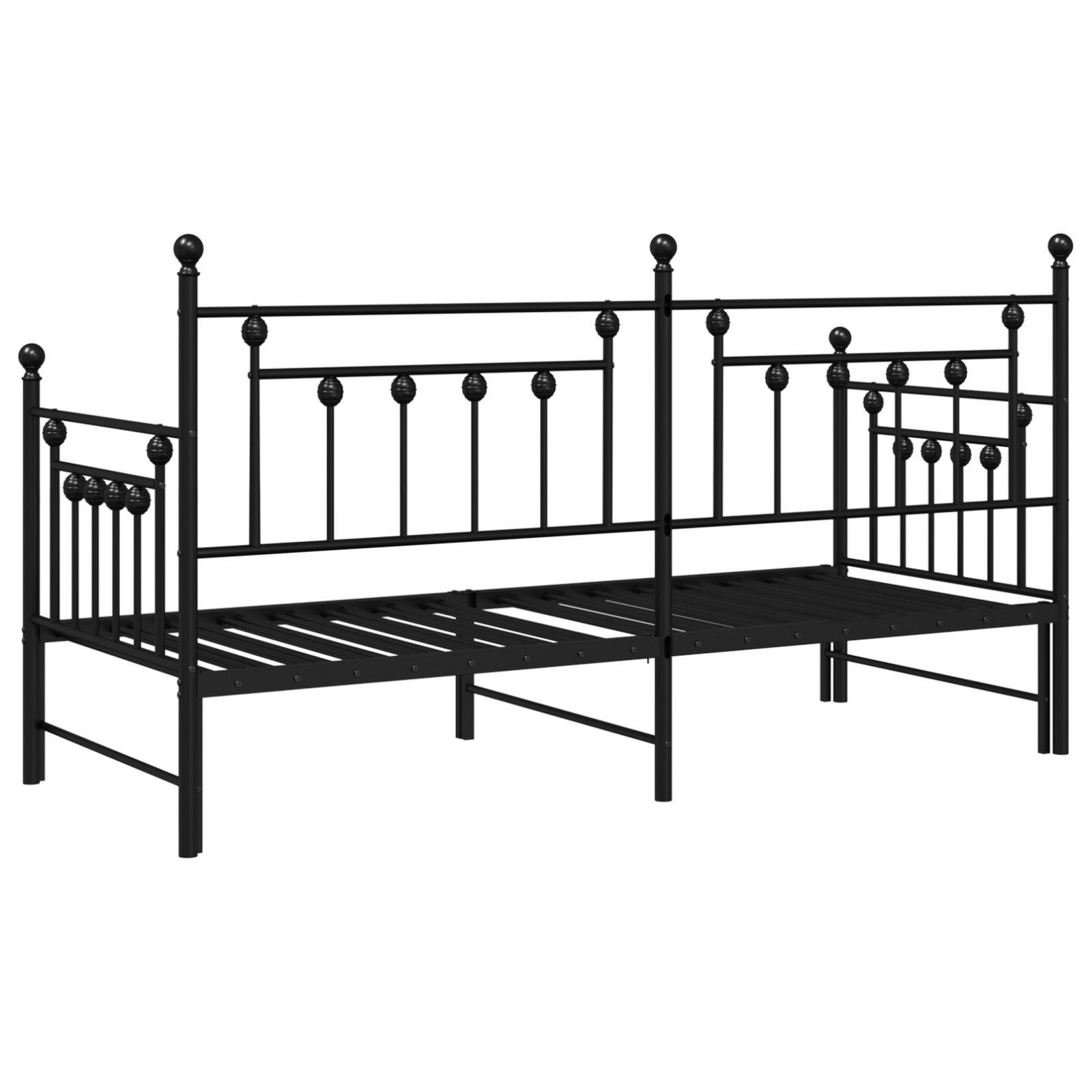 Daybed Frame with Trundle Black 75x190 cm Steel - Image 8