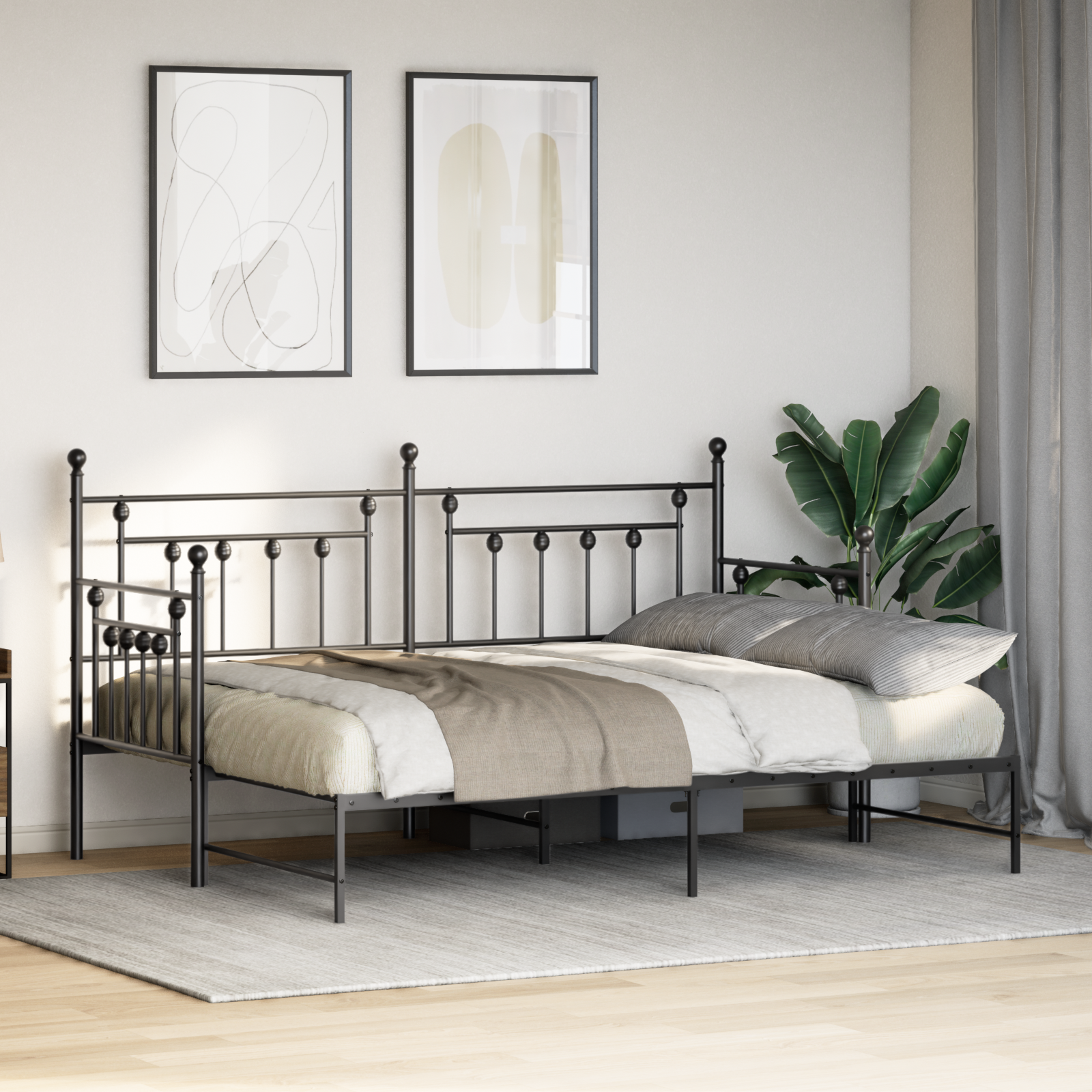 Daybed Frame with Trundle Black 75x190 cm Steel - Image 5