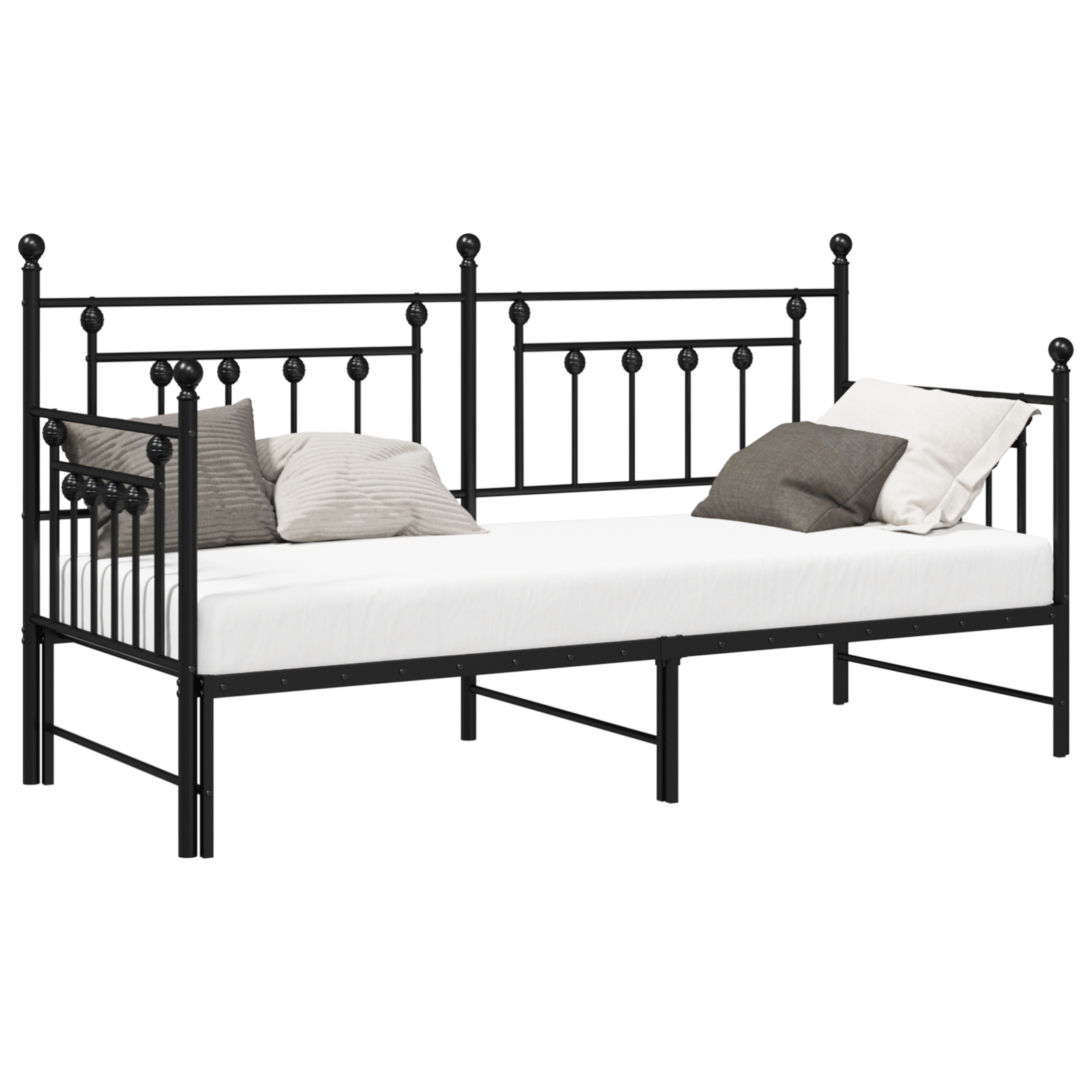 Daybed Frame with Trundle Black 75x190 cm Steel - Image 2