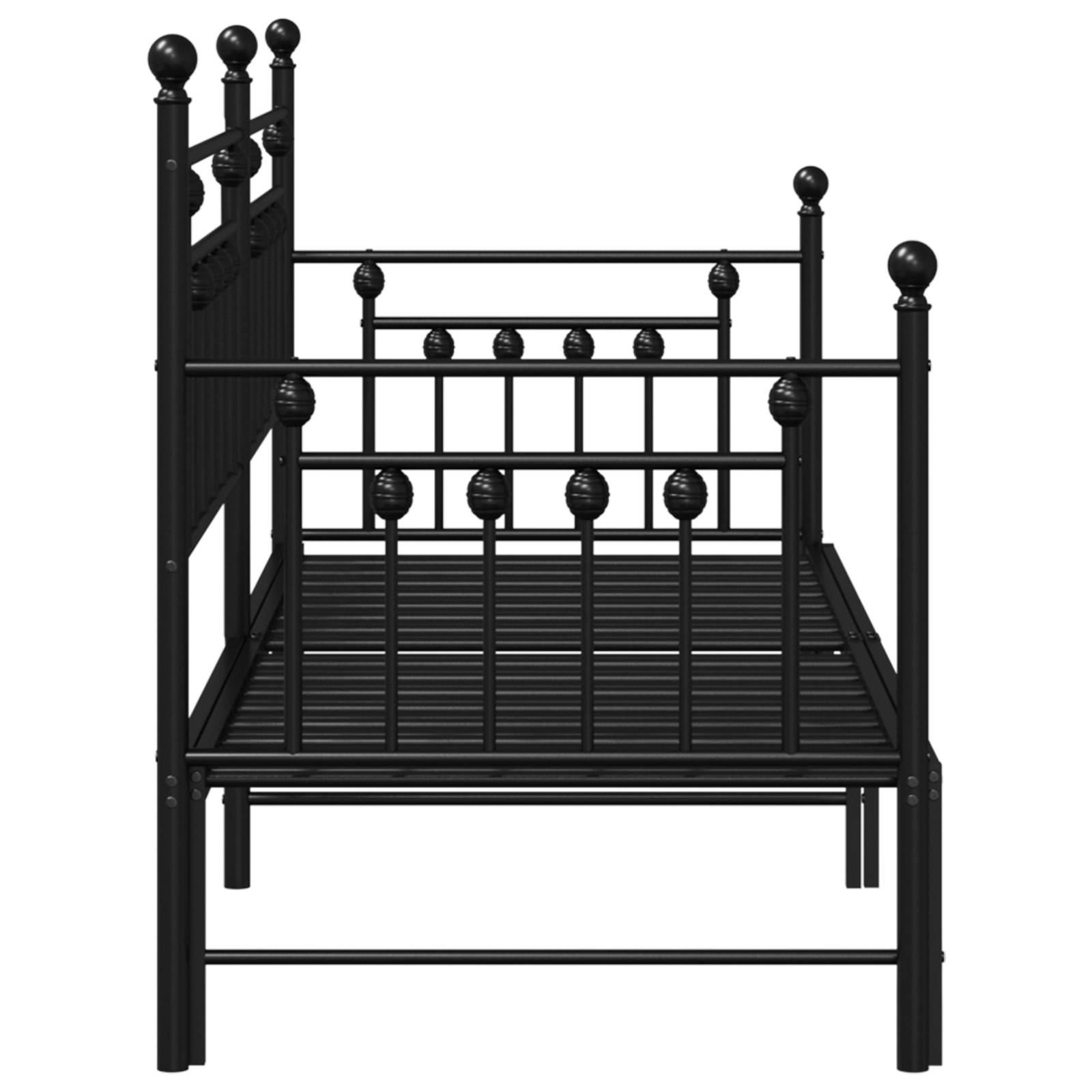 Daybed Frame with Trundle Black 80x200 cm Steel - Image 7
