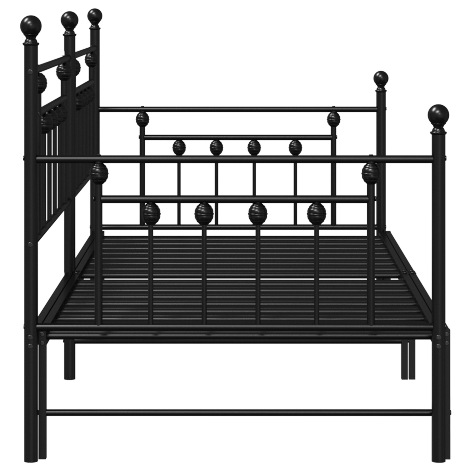 Daybed Frame with Trundle Black 100x200 cm Steel - Image 7