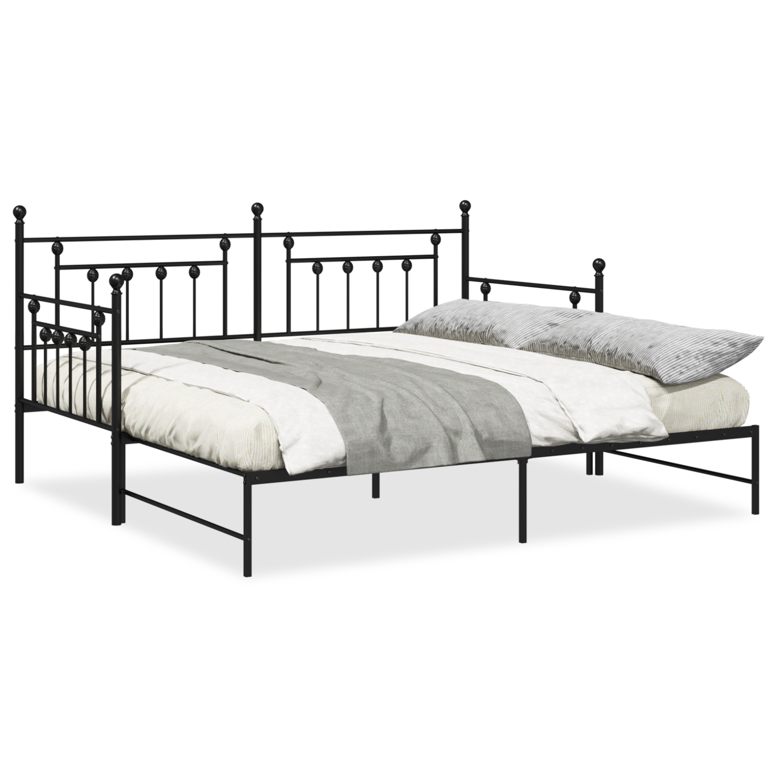 Daybed Frame with Trundle Black 107x203 cm Steel - Image 4