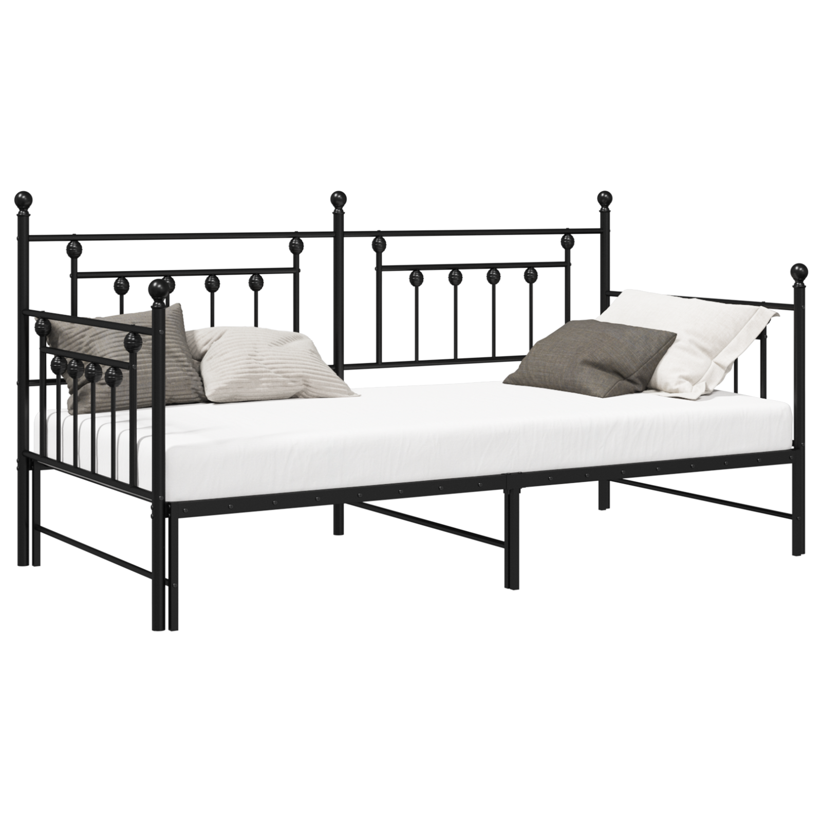 Daybed Frame with Trundle Black 107x203 cm Steel - Image 2