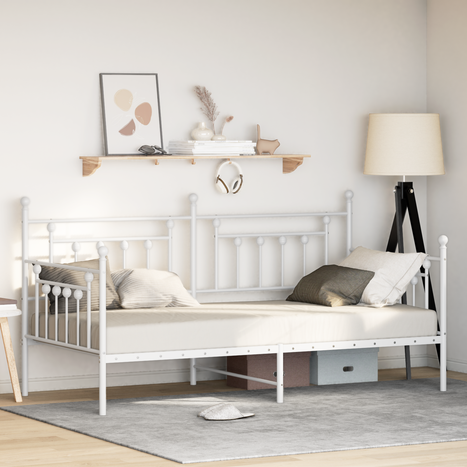 Daybed Frame White 100x200 cm Steel
