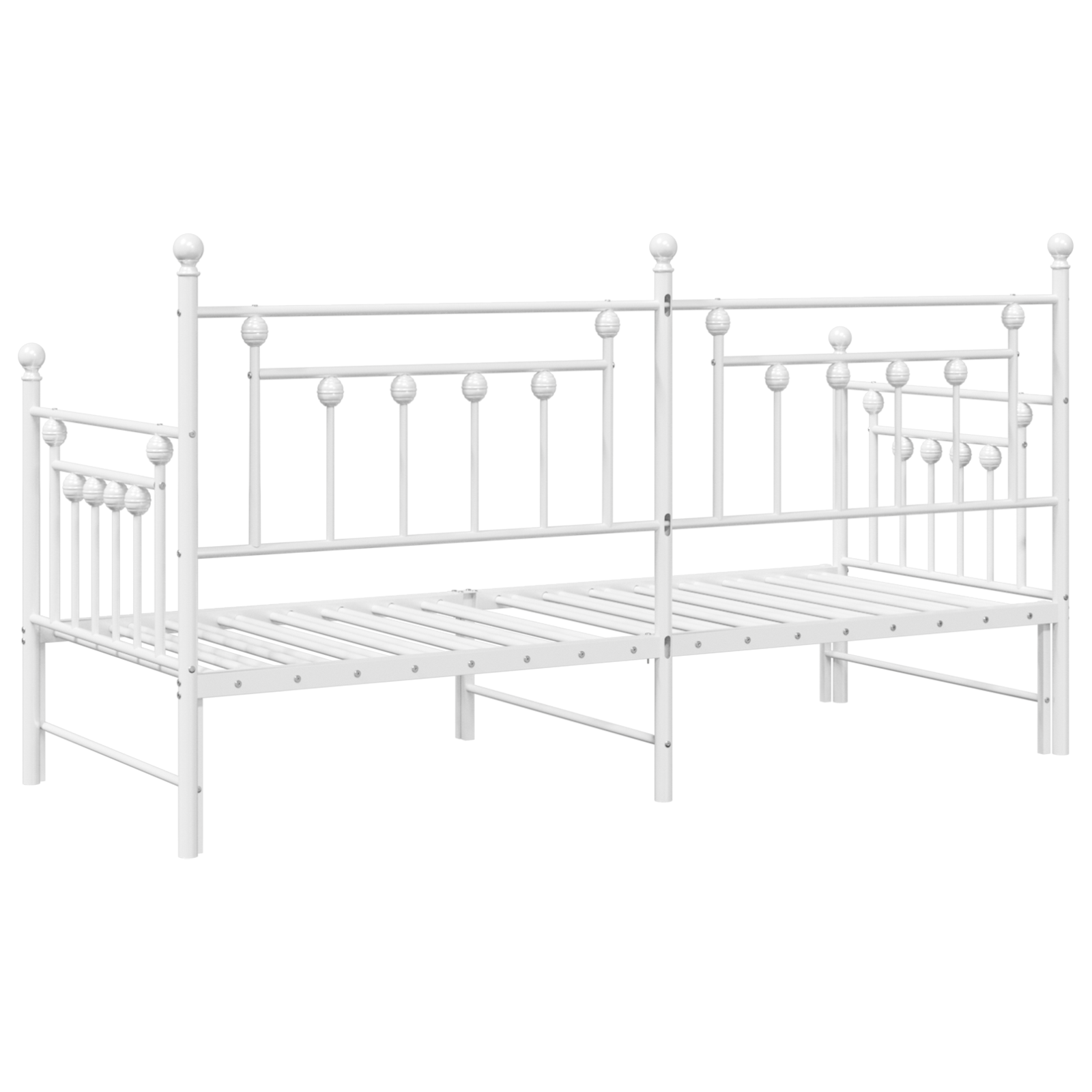 Dienos lova su ištraukiamu lovos rėmu, baltos spalvos, 75x190 cm, plieninė - Image 8