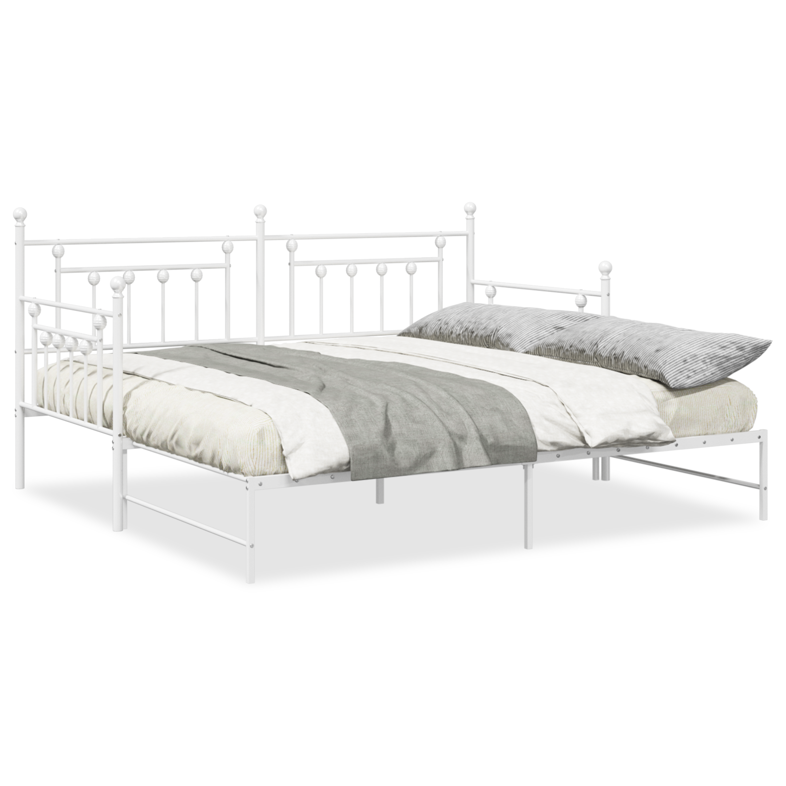 Daybed Frame with Trundle White 90x200 cm Steel - Image 4