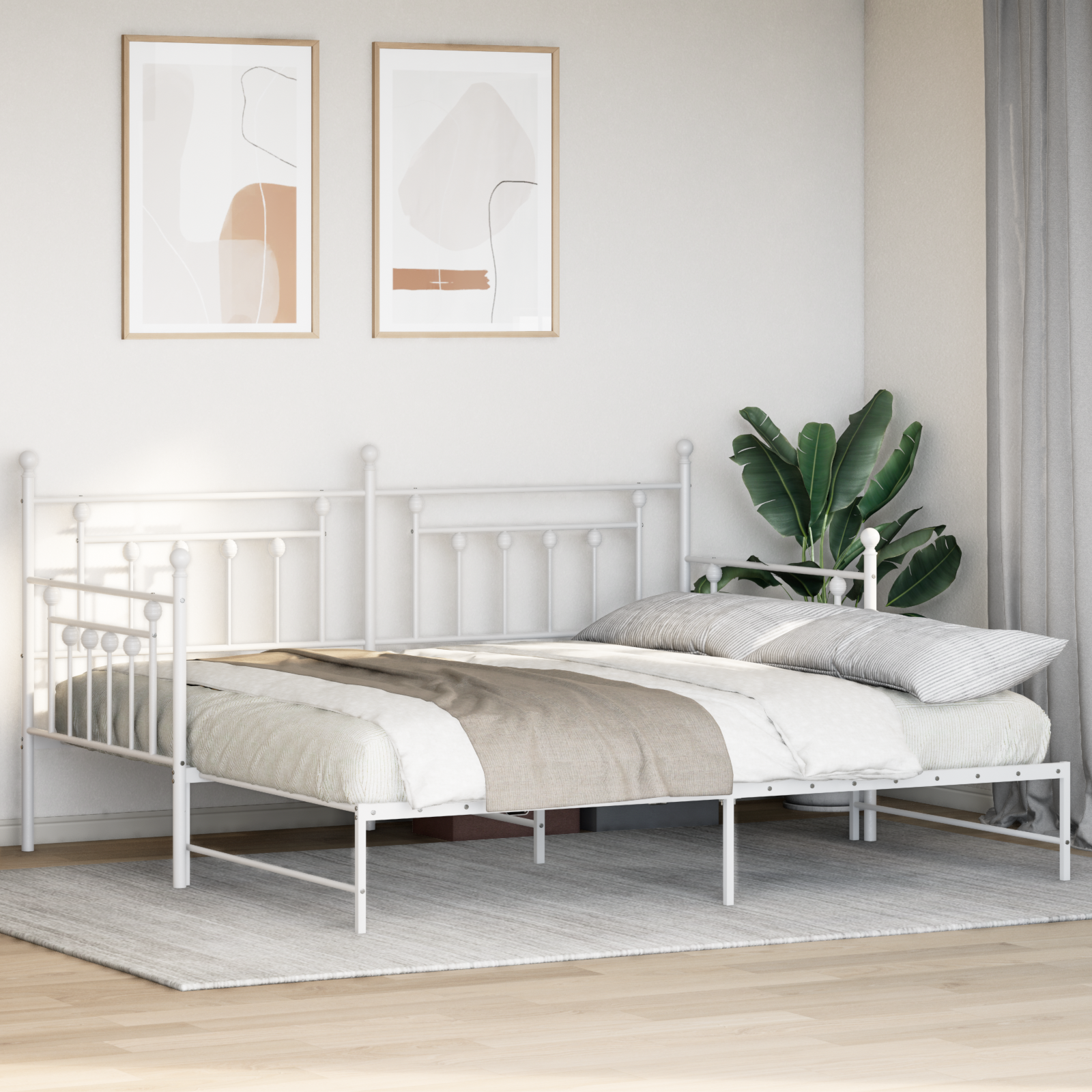 Daybed Frame with Trundle White 90x200 cm Steel - Image 5