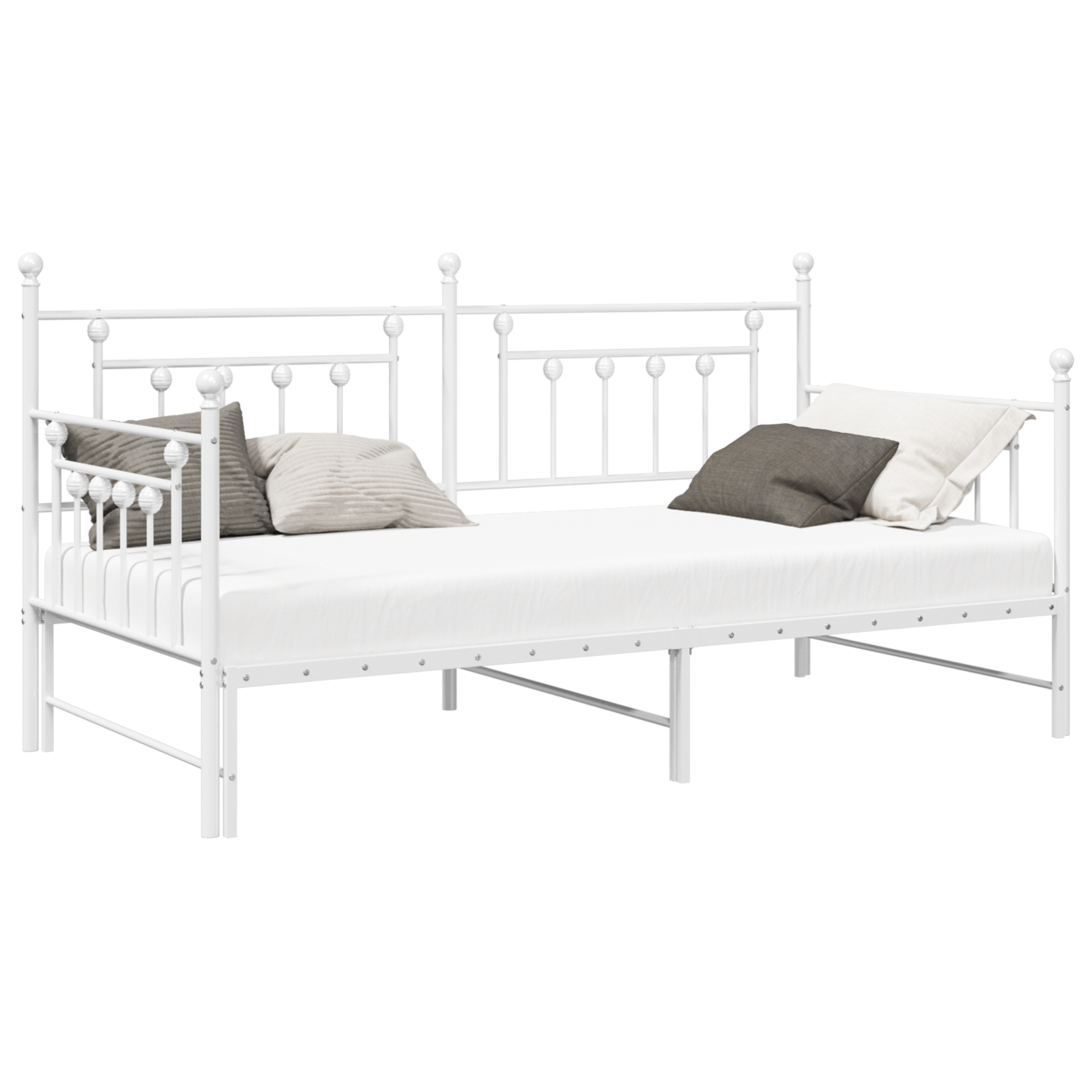 Daybed Frame with Trundle White 90x200 cm Steel - Image 2