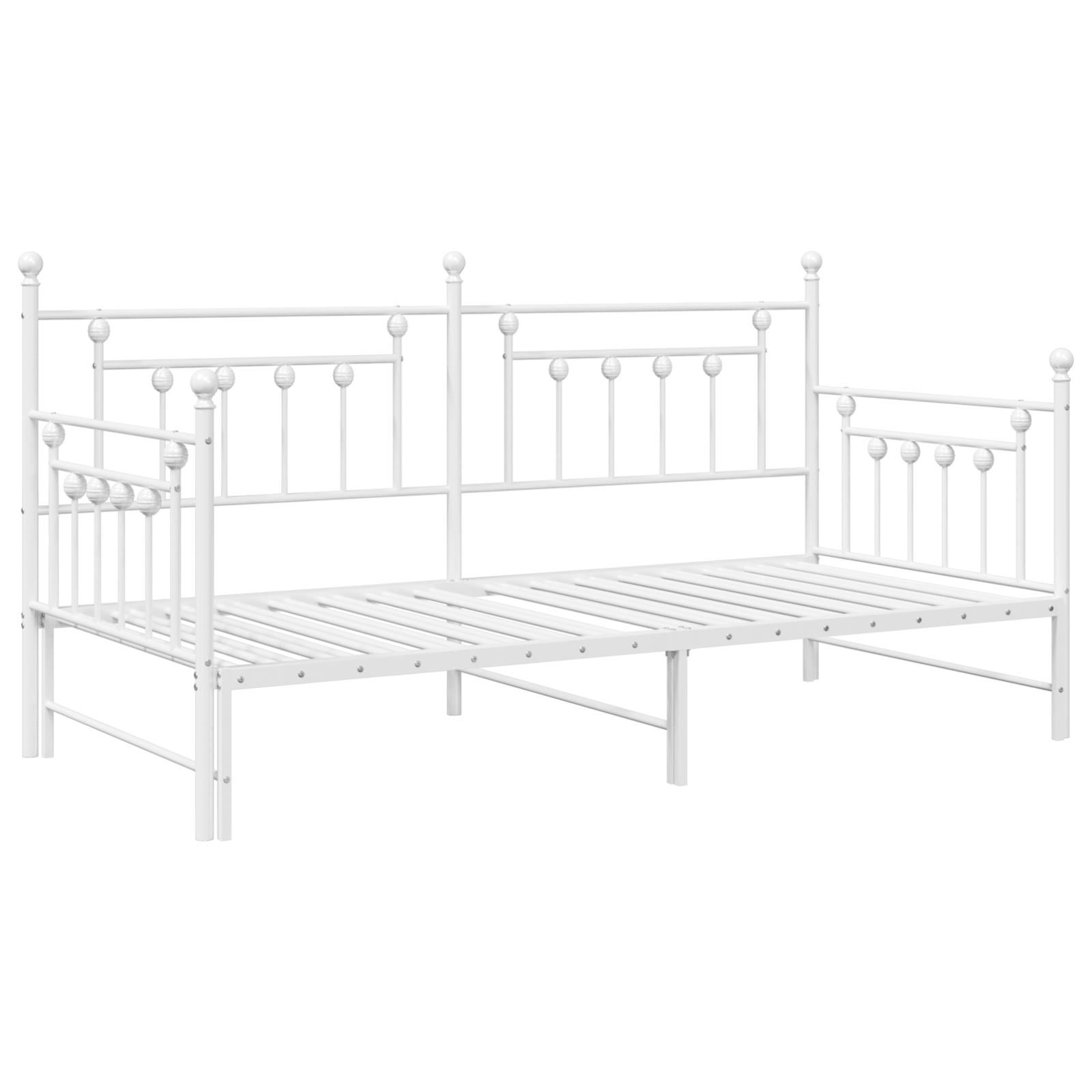 Dienos lova su ištraukiama lova Balta 100x190 cm Plienas - Image 3