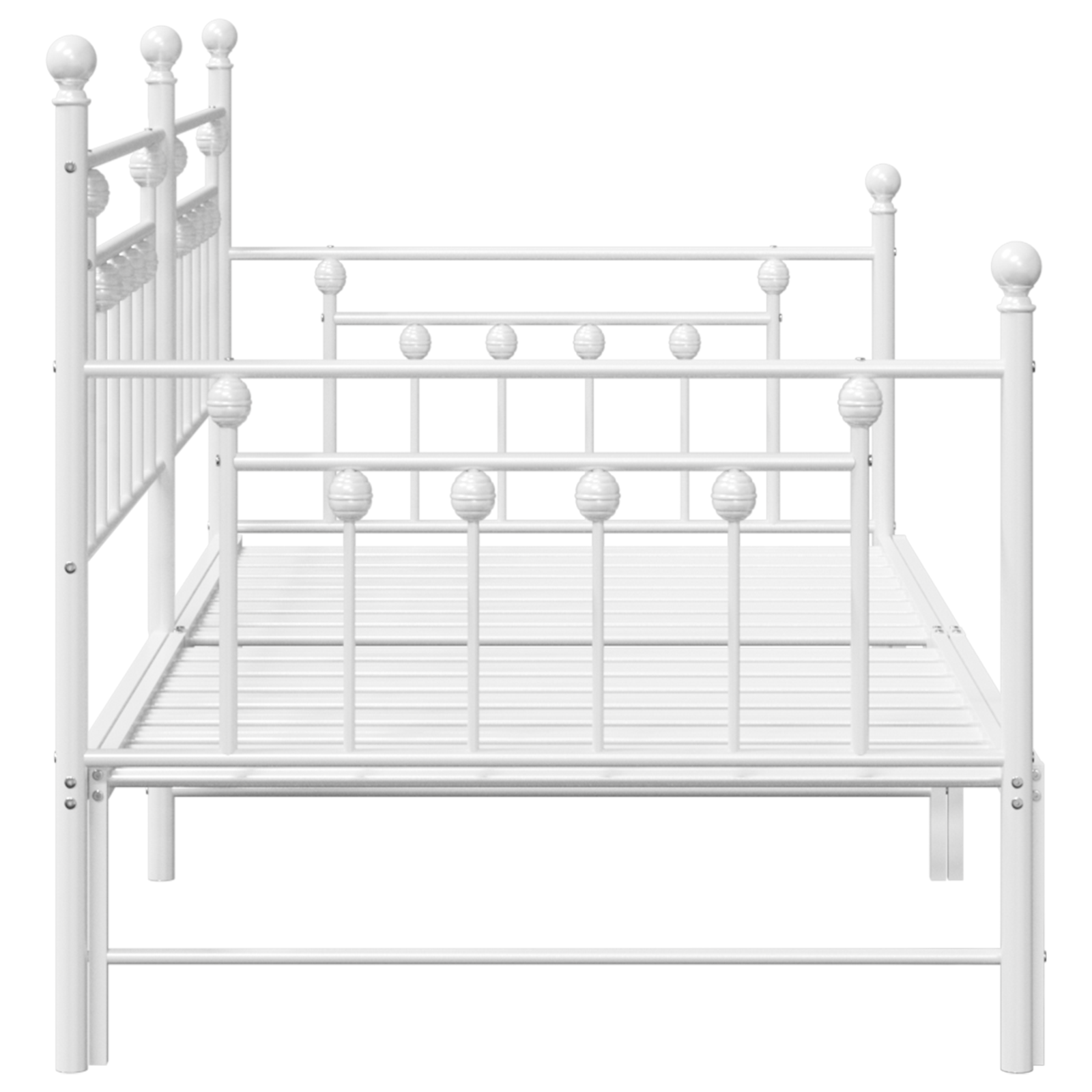 Dienos lova su ištraukiama lova Balta 100x190 cm Plienas - Image 7