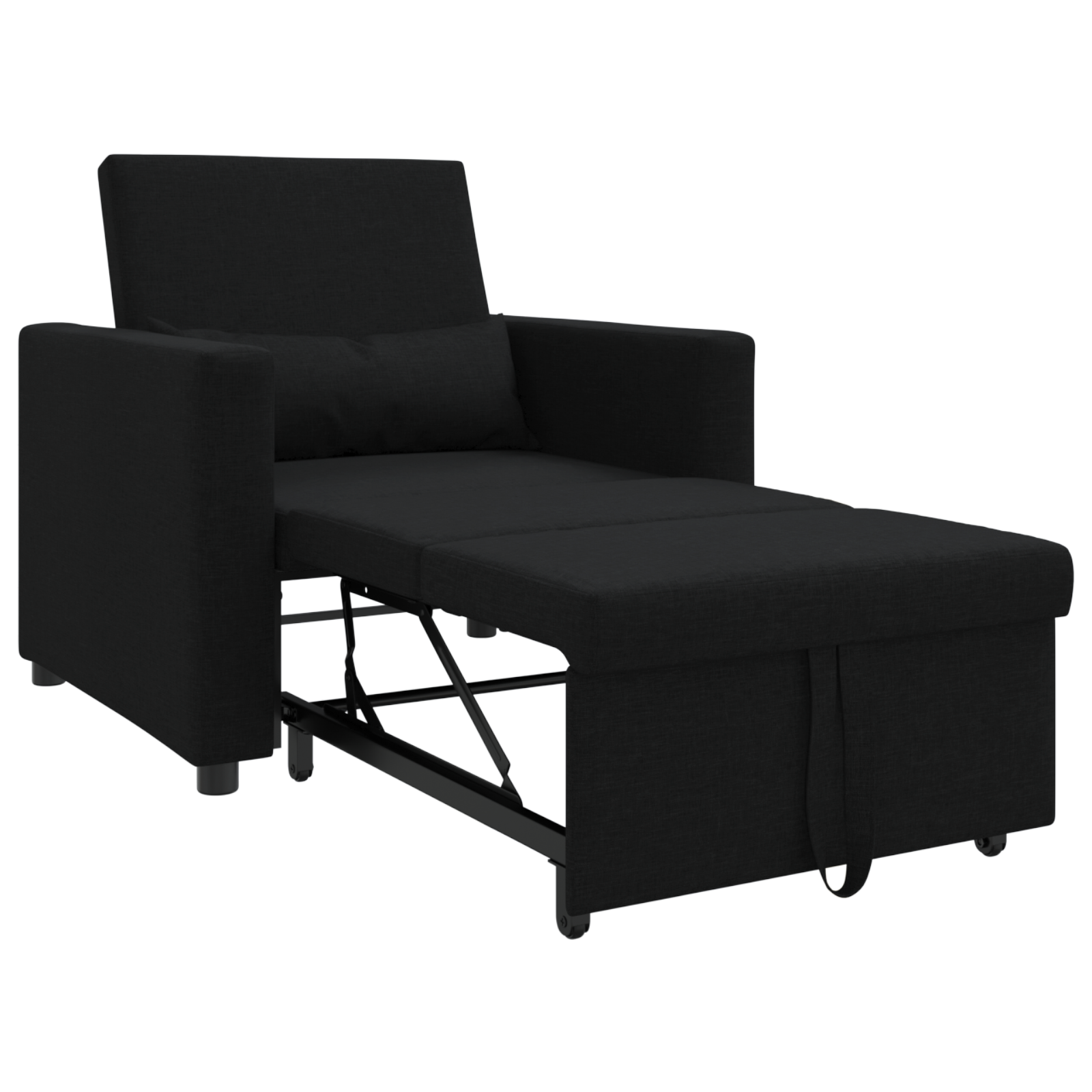 3-in-1 Single Sofa Bed Convertible Black Fabric - Image 4