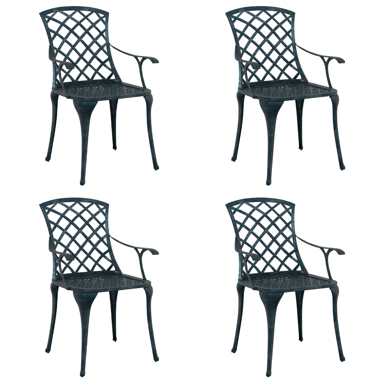 Garden Chairs Stackable 4 pcs Green Cast Aluminium - Image 2