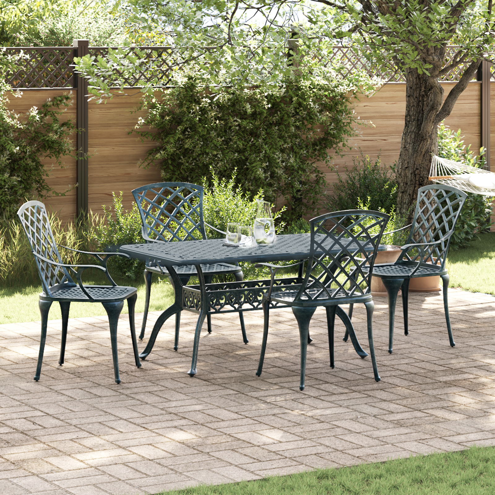 Garden Chairs Stackable 4 pcs Green Cast Aluminium - Image 3