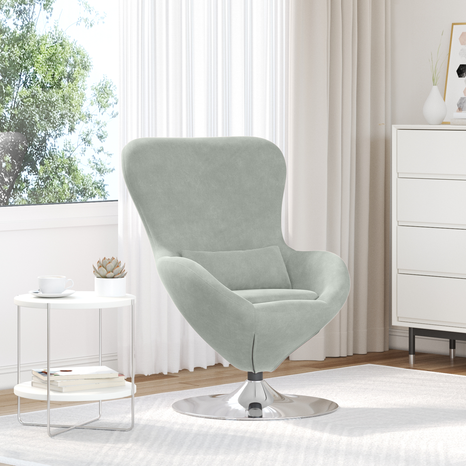 Egg Chair Light Grey Velvet